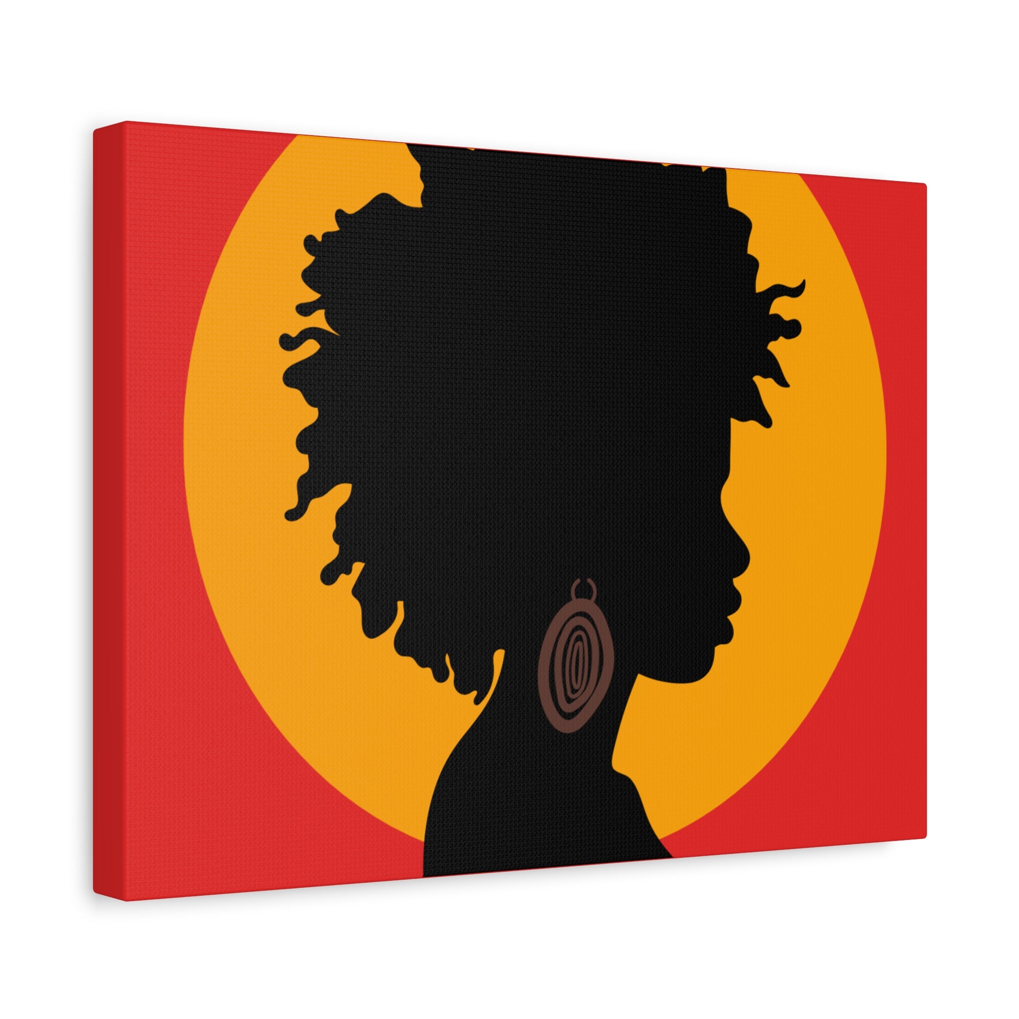 Black Woman Profile with Afro & Earring - Canvas Art