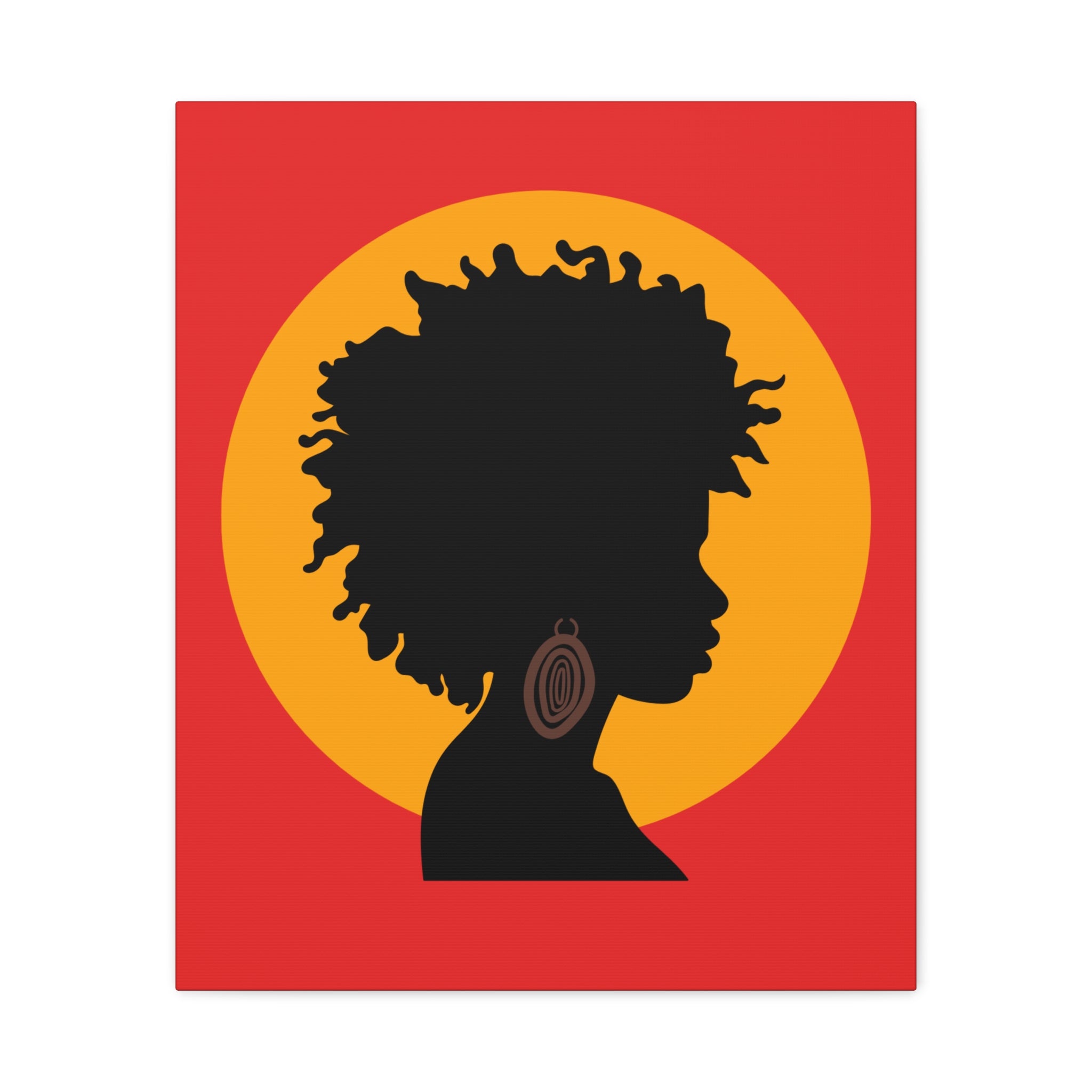 Black Woman Profile with Afro & Earring - Canvas Art