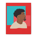 Modern Black Man Profile on Red & Teal — Canvas Art