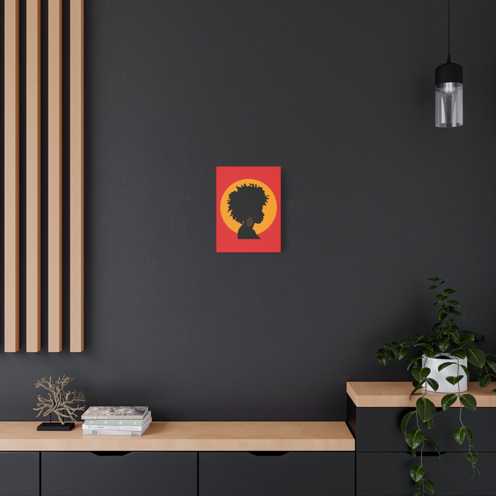 Black Woman Profile with Afro & Earring - Canvas Art