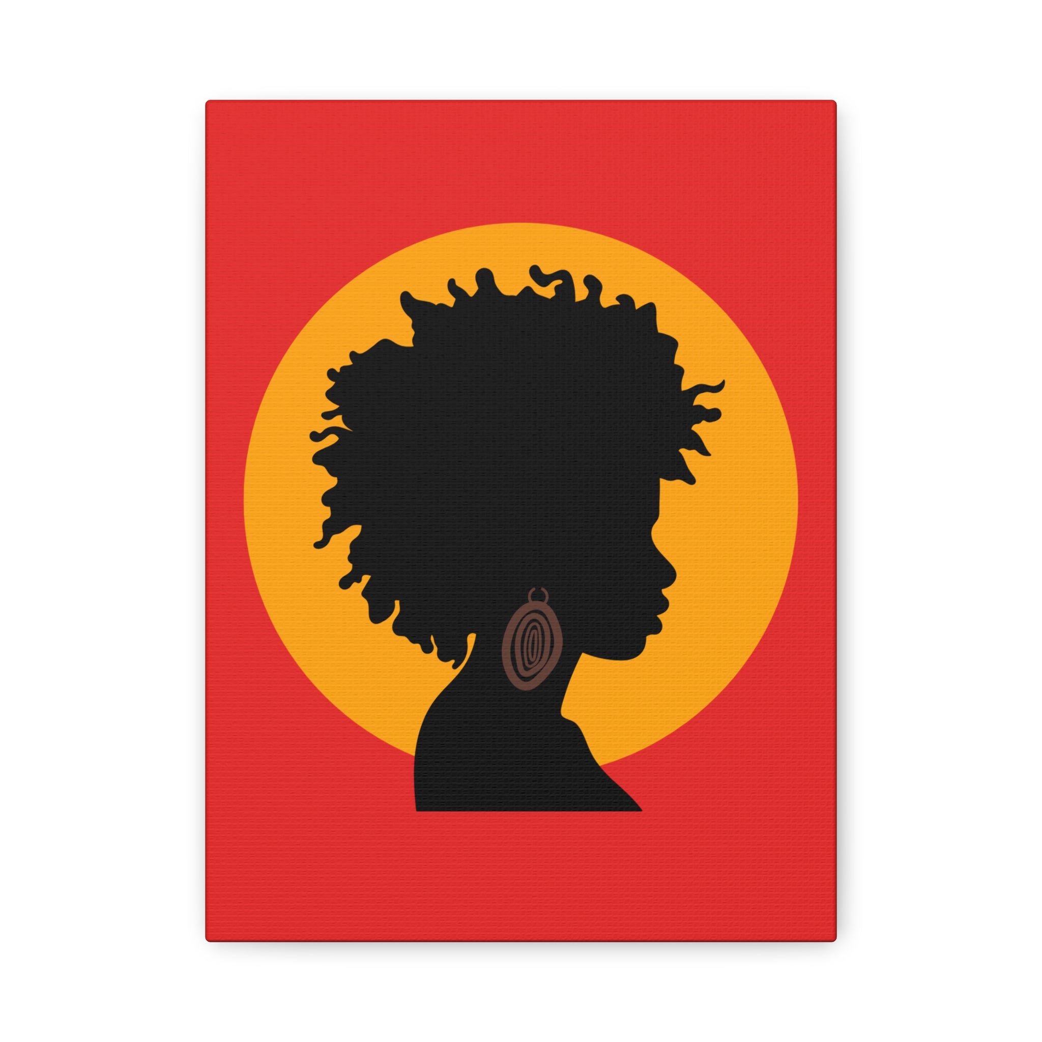 Black Woman Profile with Afro & Earring - Canvas Art