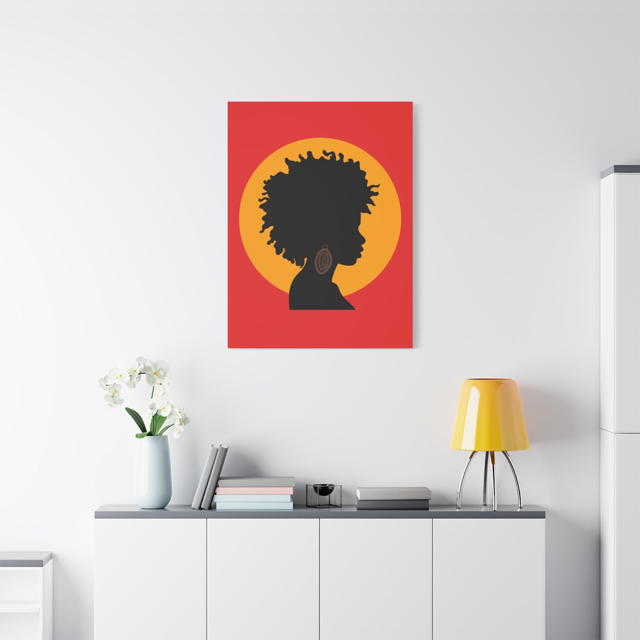 Black Woman Profile with Afro & Earring - Canvas Art