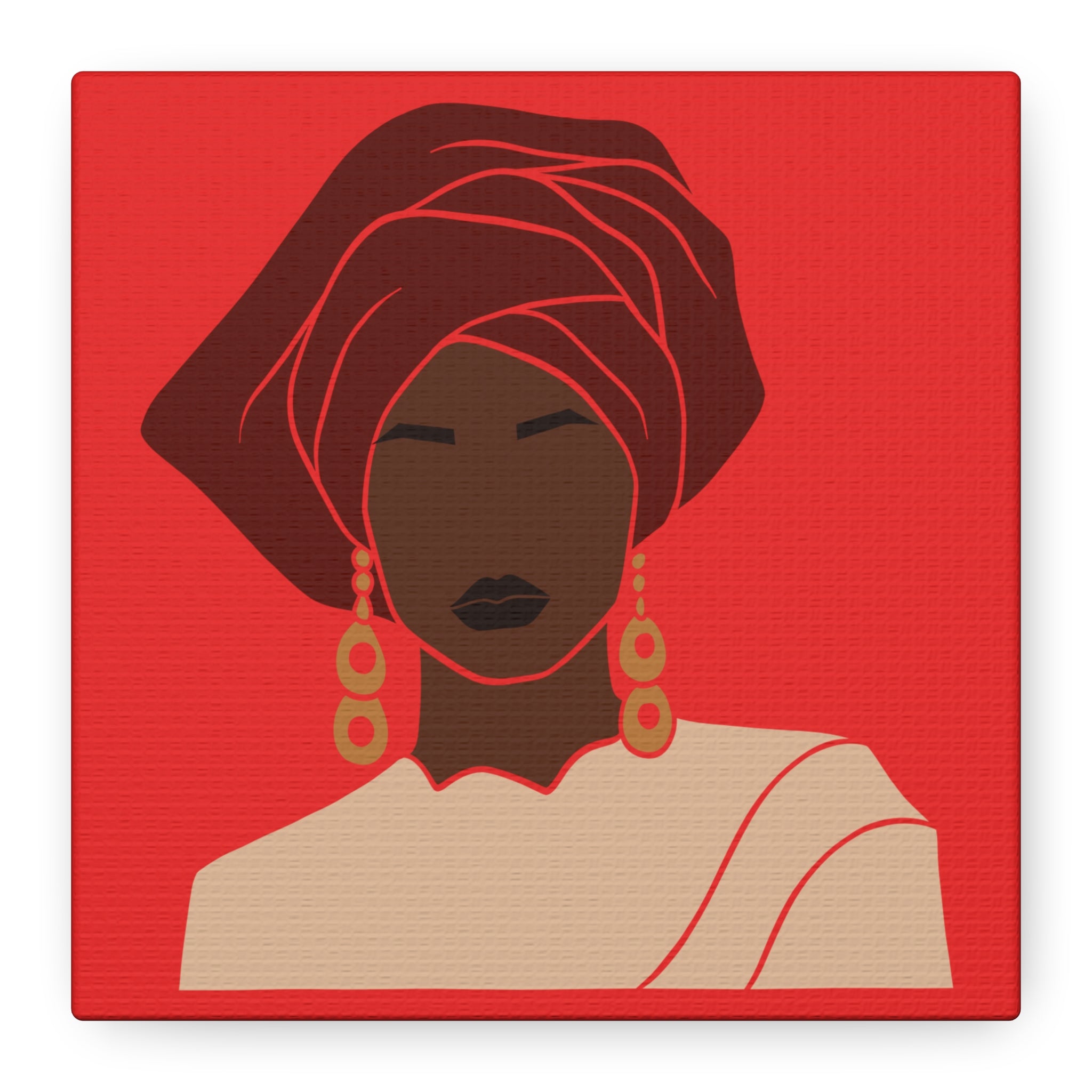 Bold Afrocentric Woman Headwrap —Canvasl Art