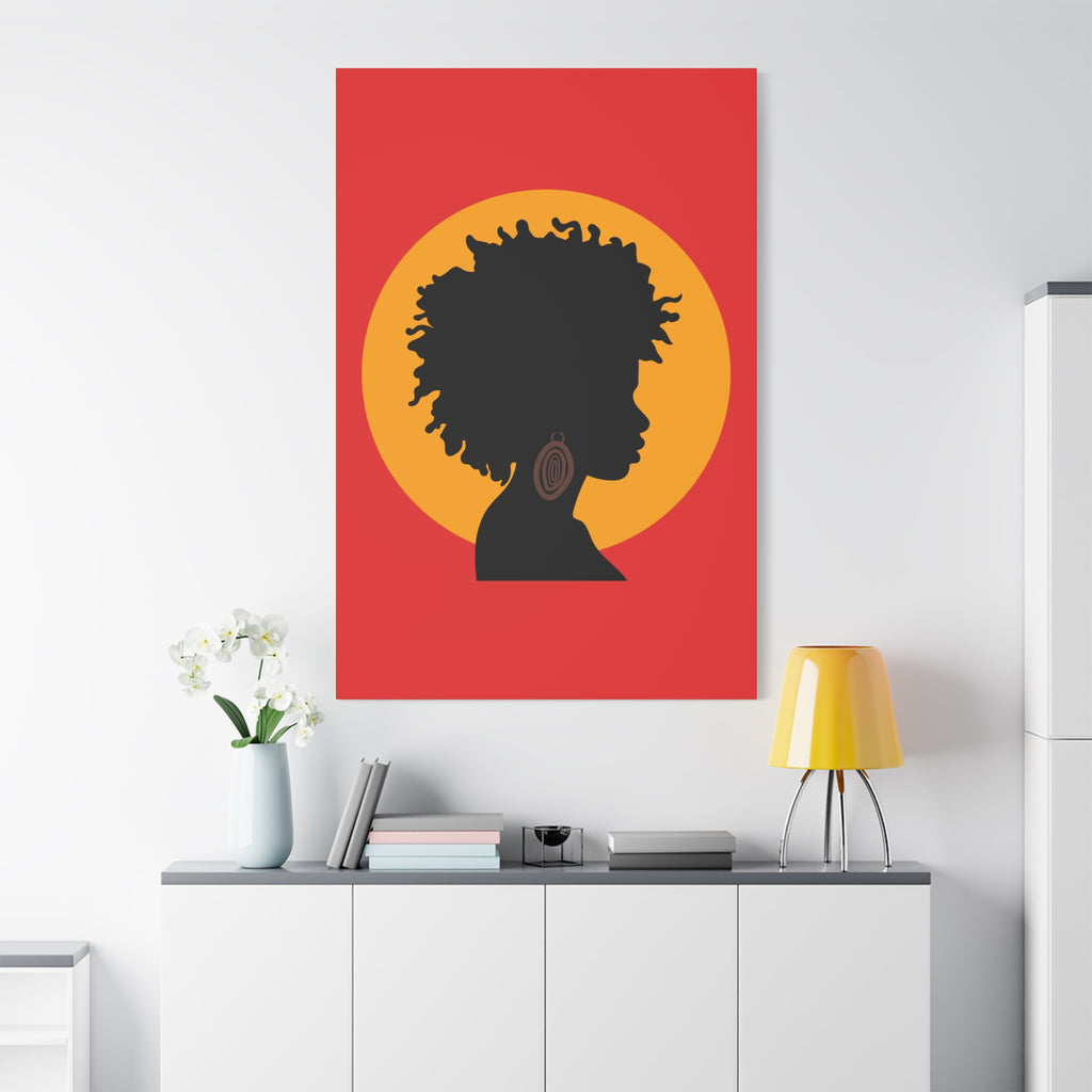 Black Woman Profile with Afro & Earring - Canvas Art