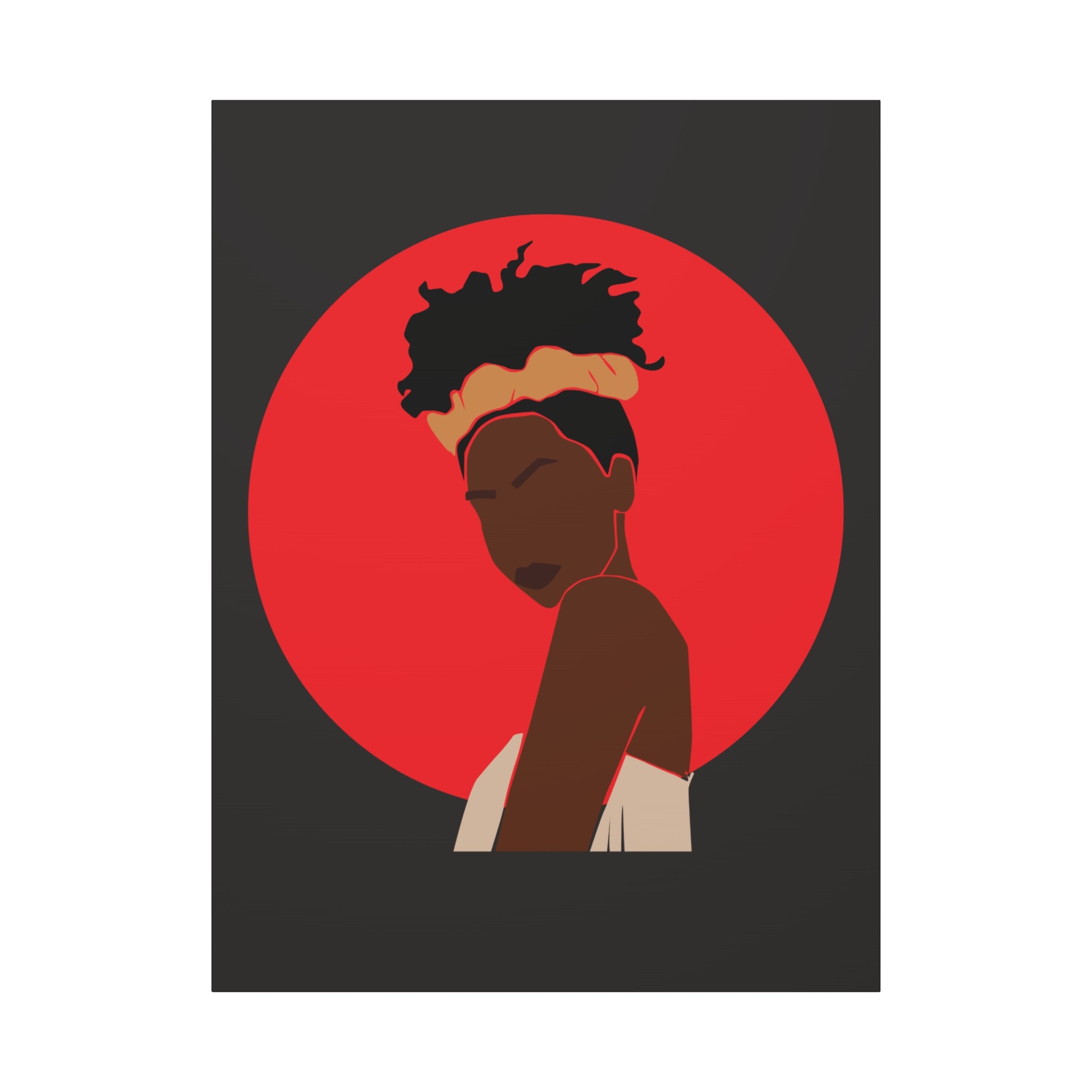 Woman Silhouette with Red Sun — Canvas Art