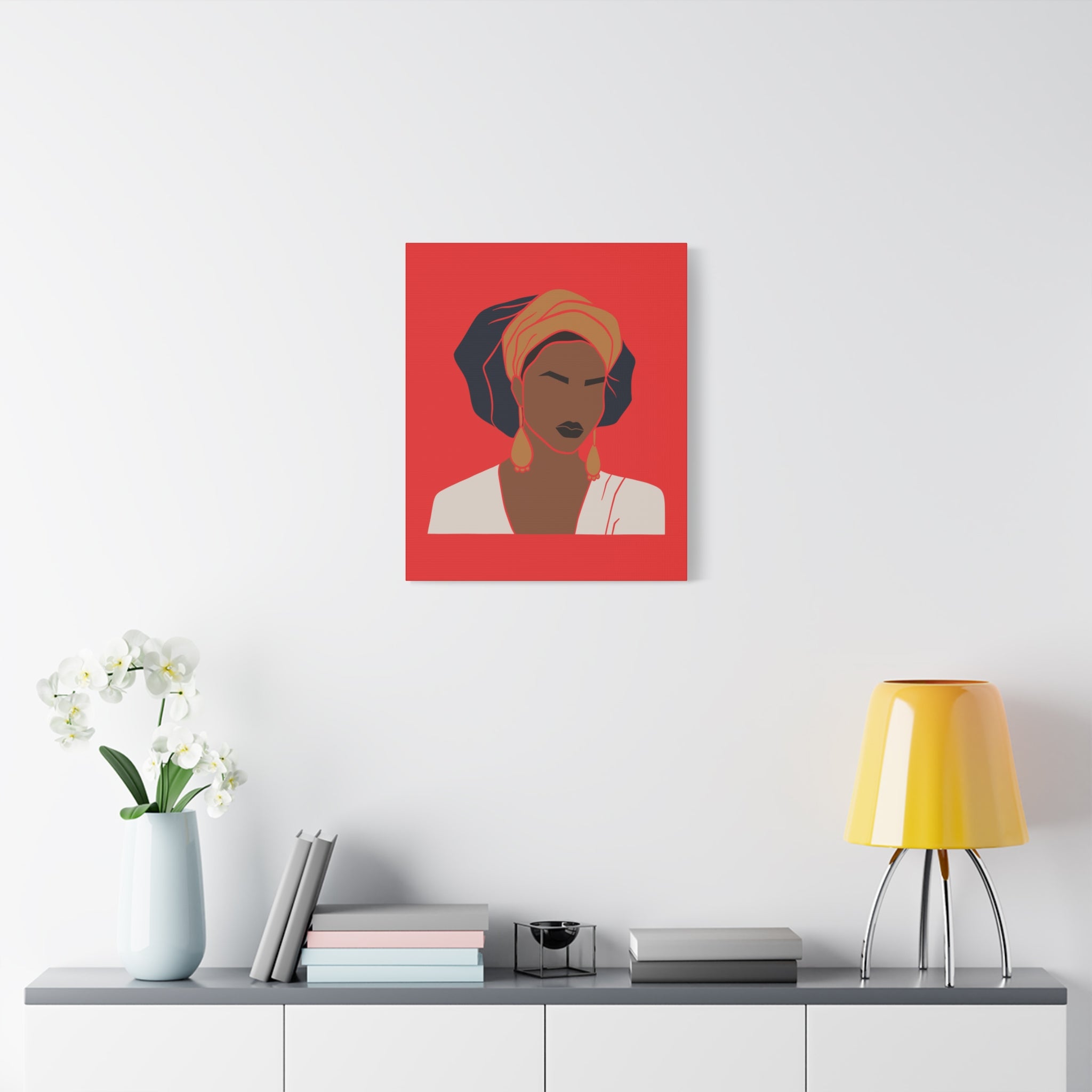 Bold Afrocentric Woman Portrait on Red - Canvas Art