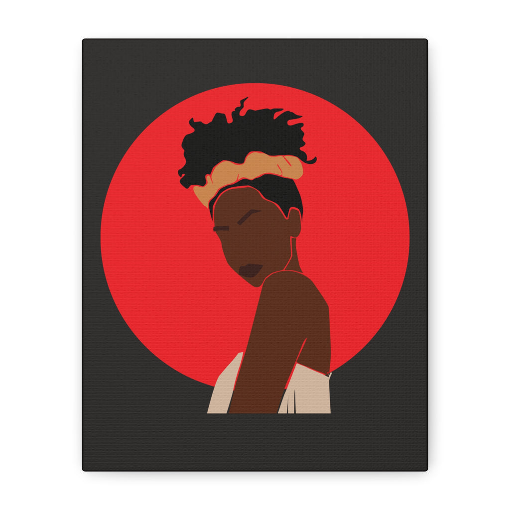 Woman Silhouette with Red Sun — Canvas Art