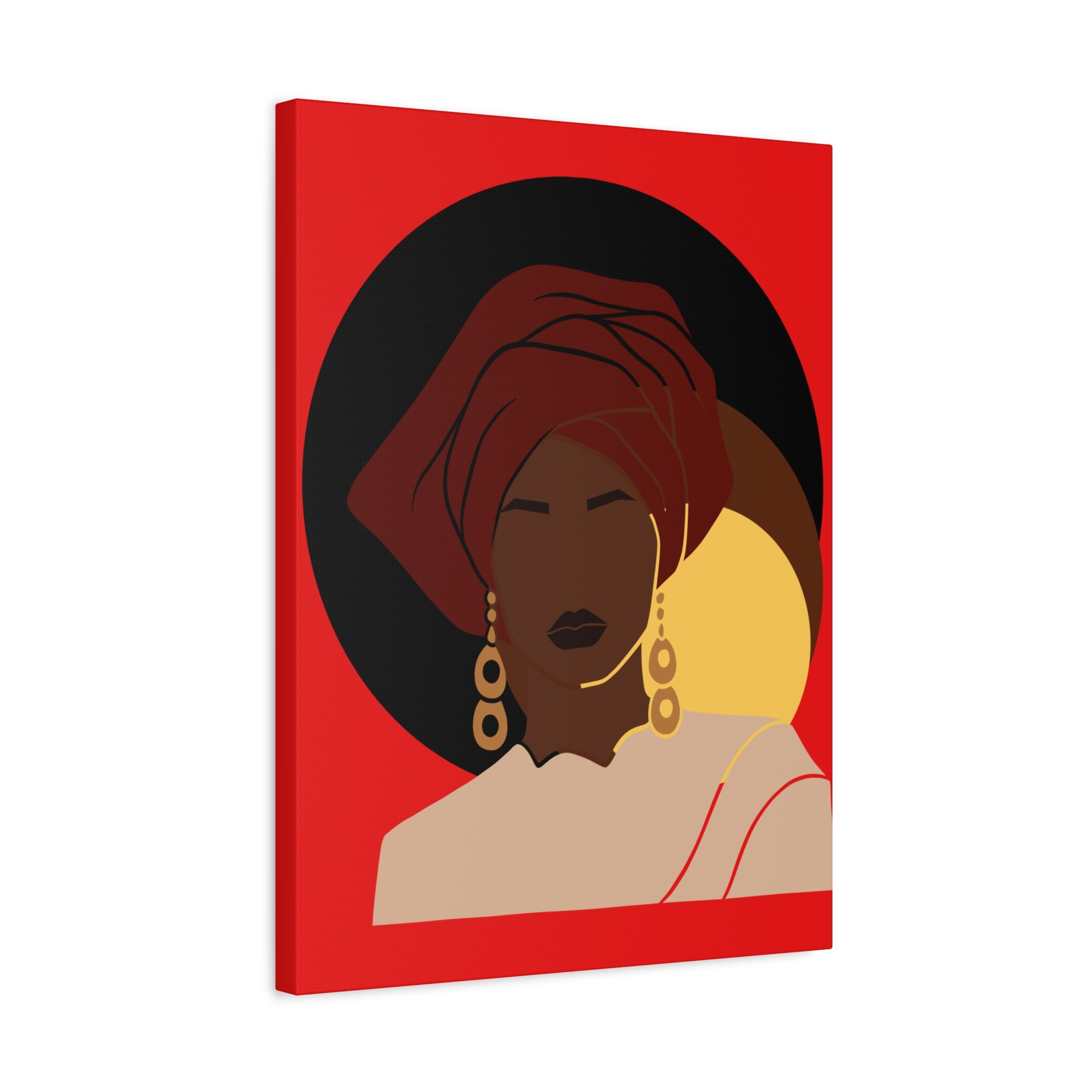 African Woman Black, Brown, and Yellow — Canvas Art
