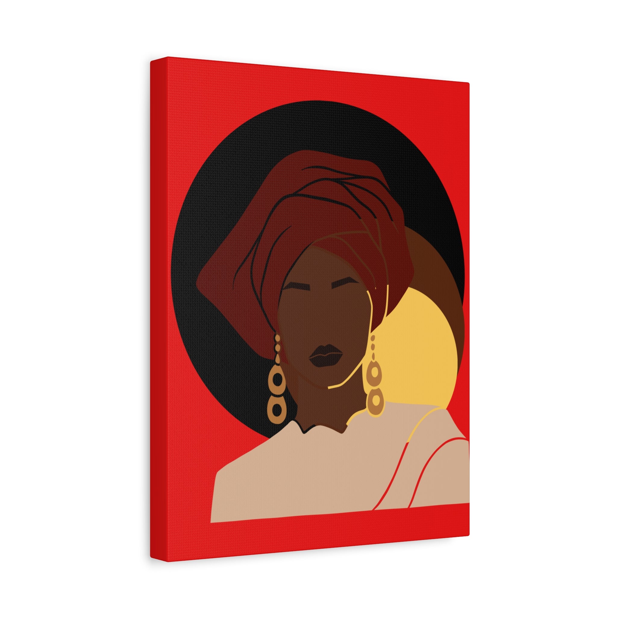 African Woman Black, Brown, and Yellow — Canvas Art