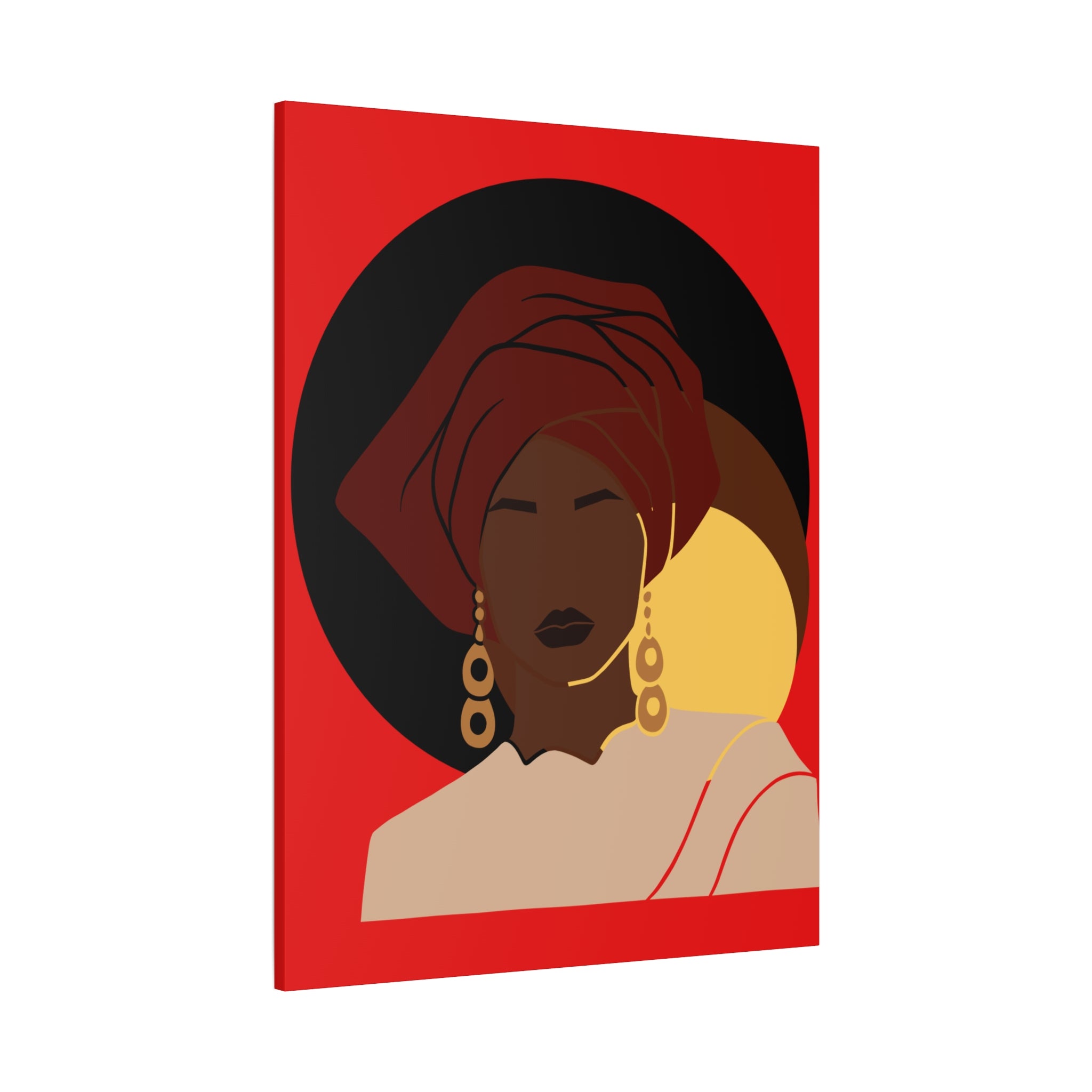 African Woman Black, Brown, and Yellow — Canvas Art