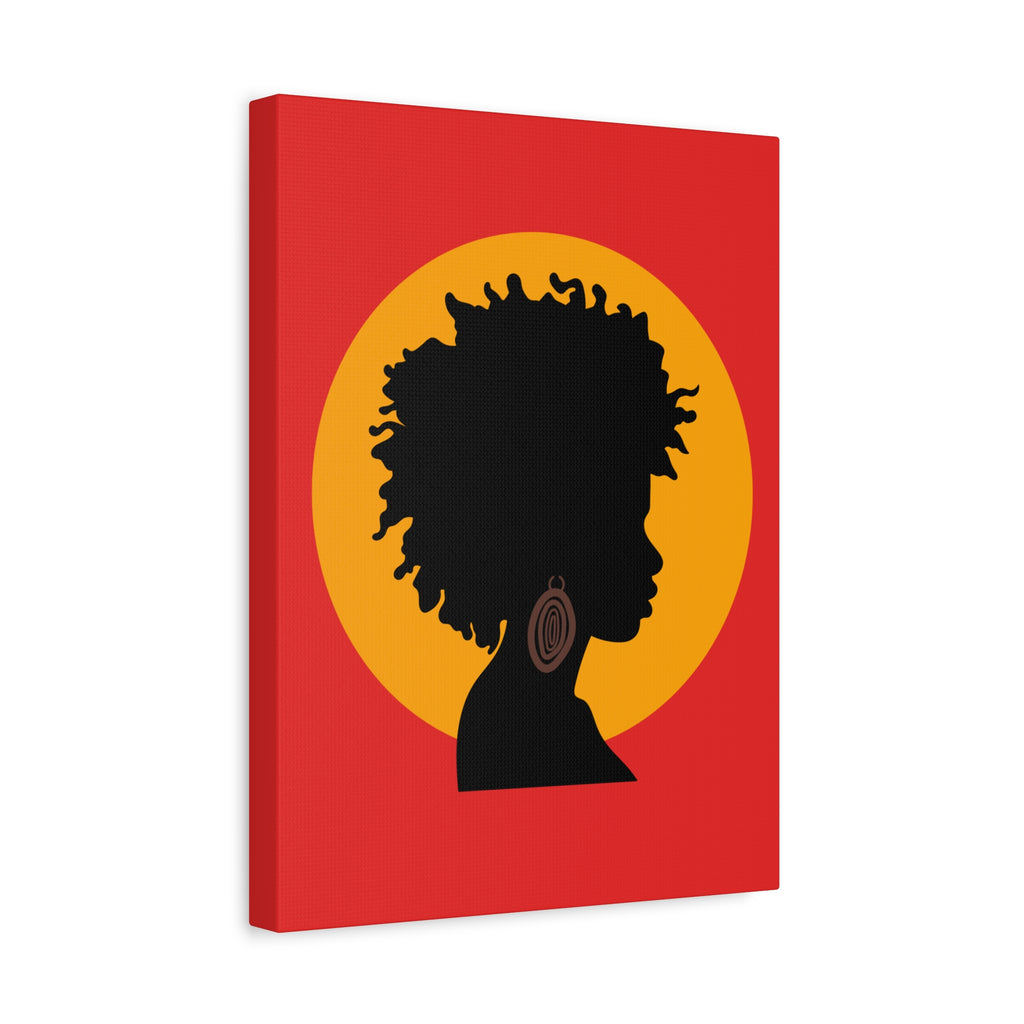 Black Woman Profile with Afro & Earring - Canvas Art
