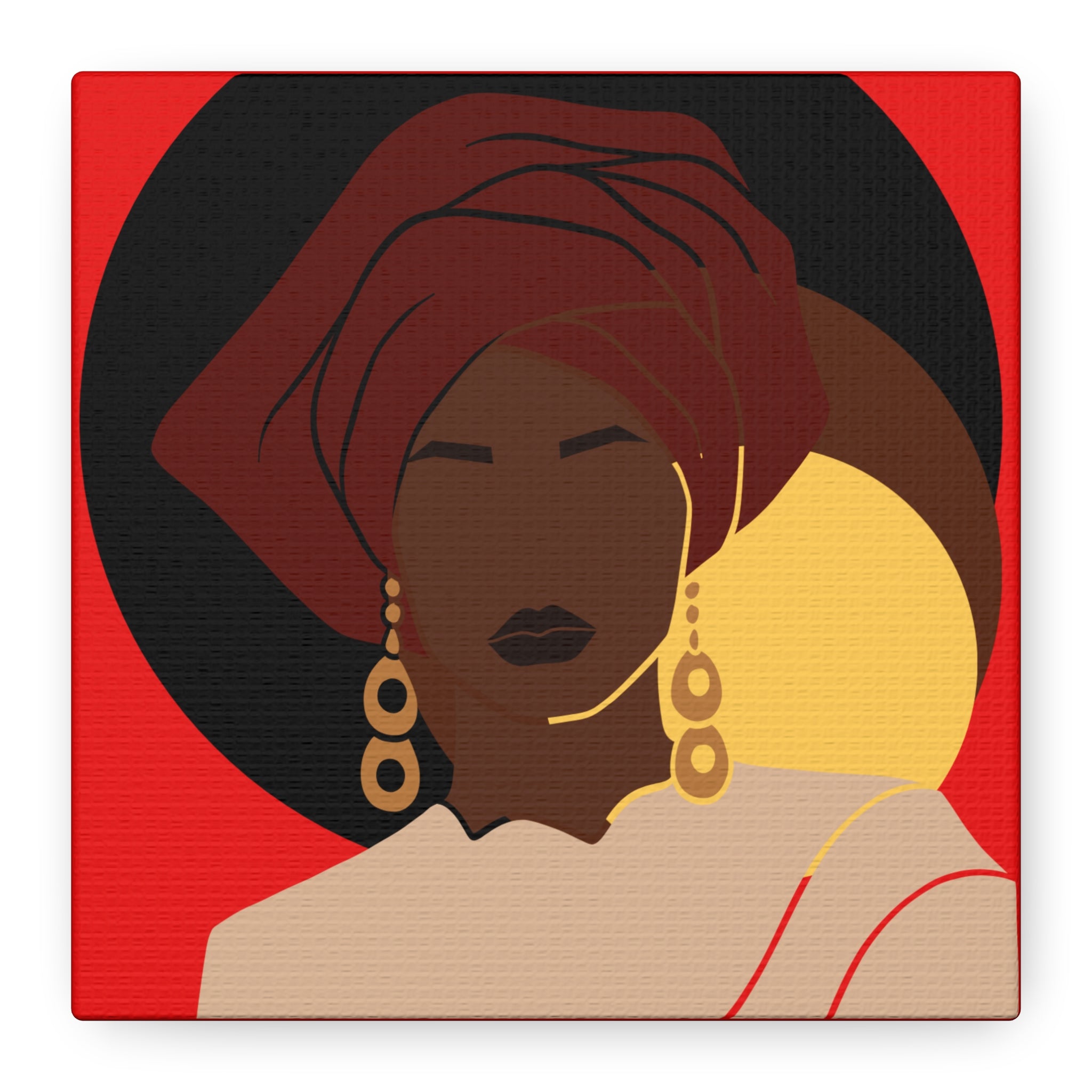 African Woman Black, Brown, and Yellow — Canvas Art