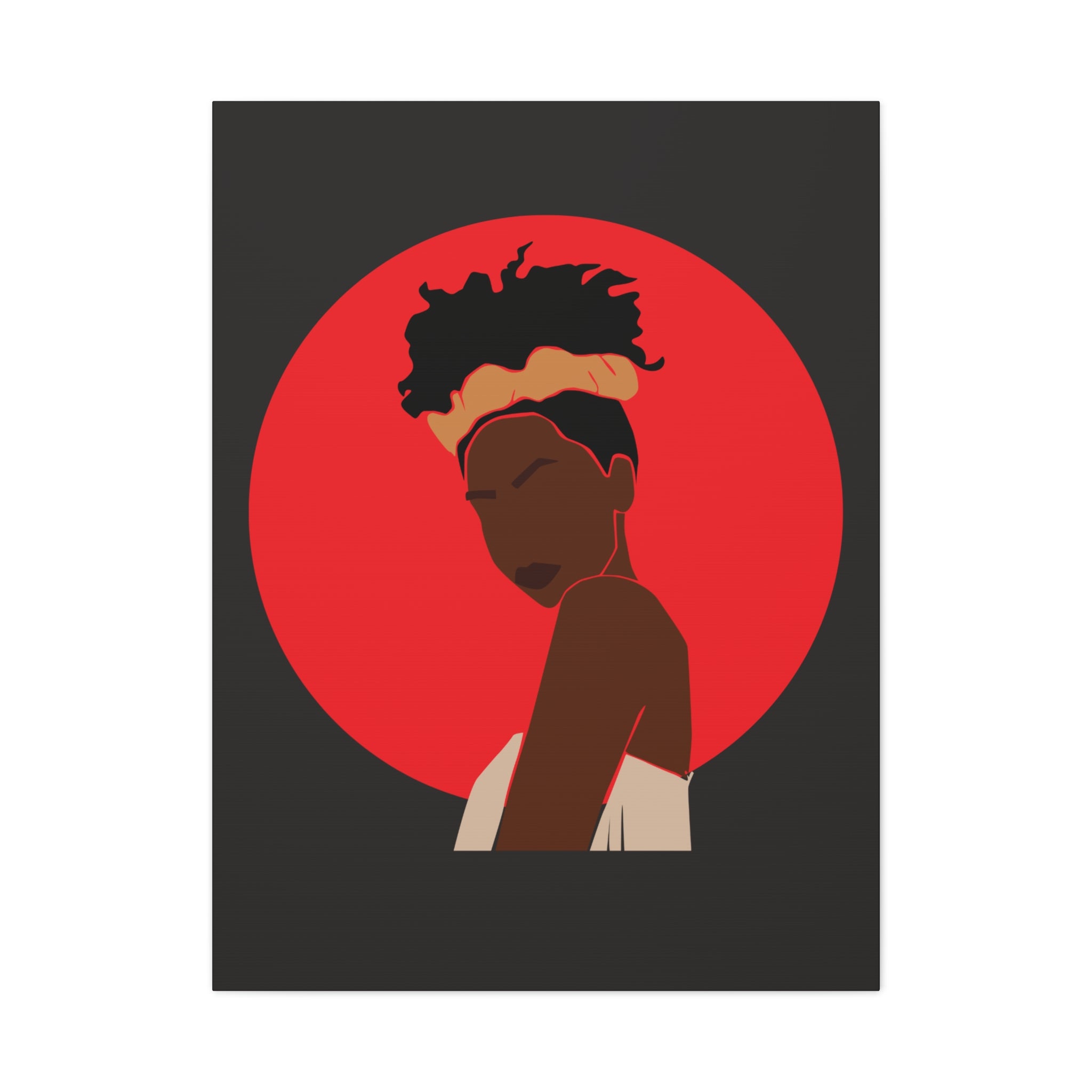Woman Silhouette with Red Sun — Canvas Art