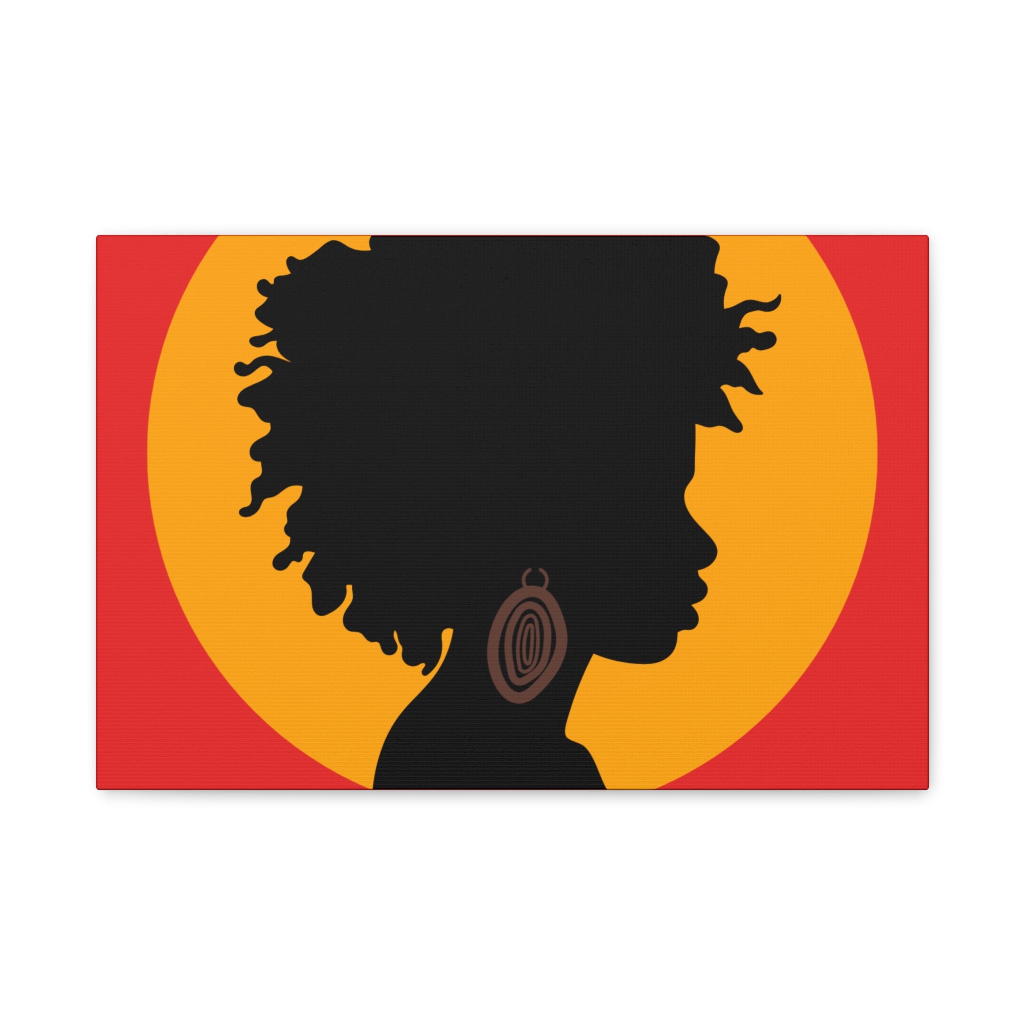 Black Woman Profile with Afro & Earring - Canvas Art