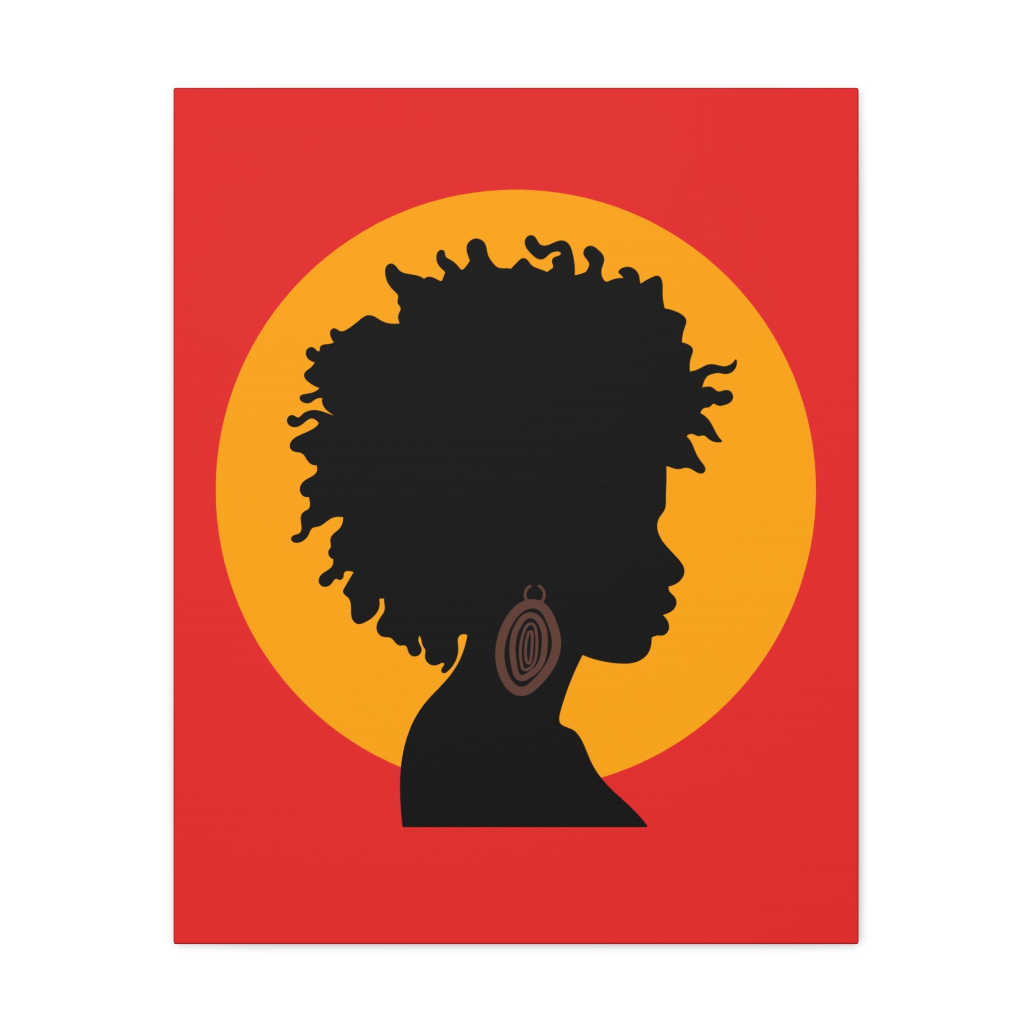 Black Woman Profile with Afro & Earring - Canvas Art