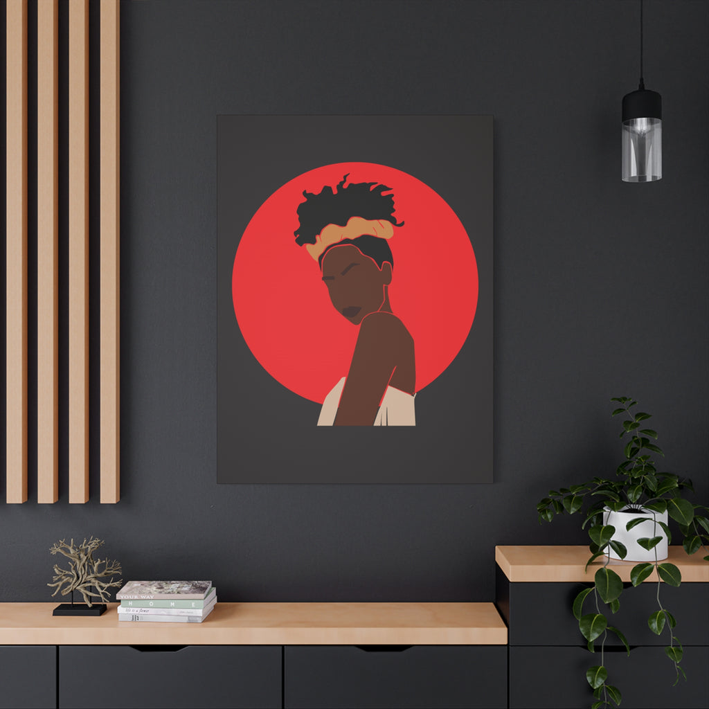 Woman Silhouette with Red Sun — Canvas Art