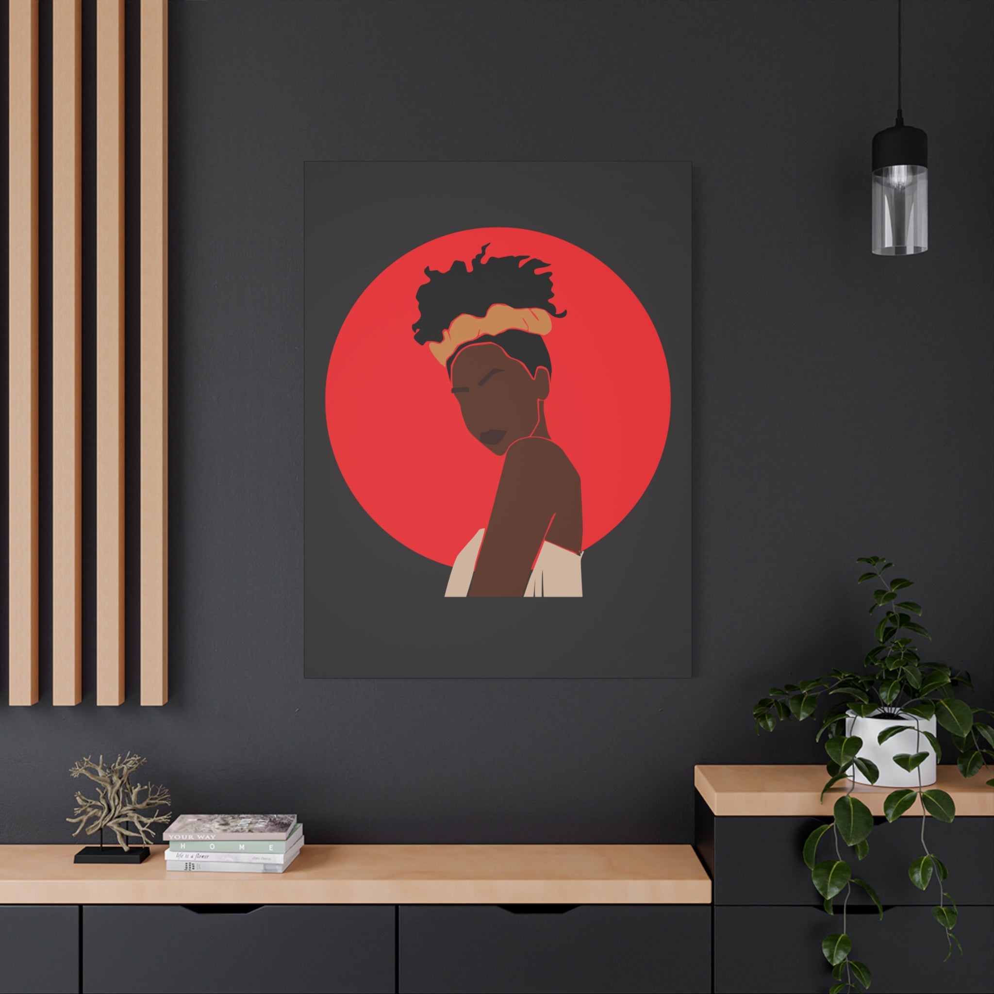 Woman Silhouette with Red Sun — Canvas Art
