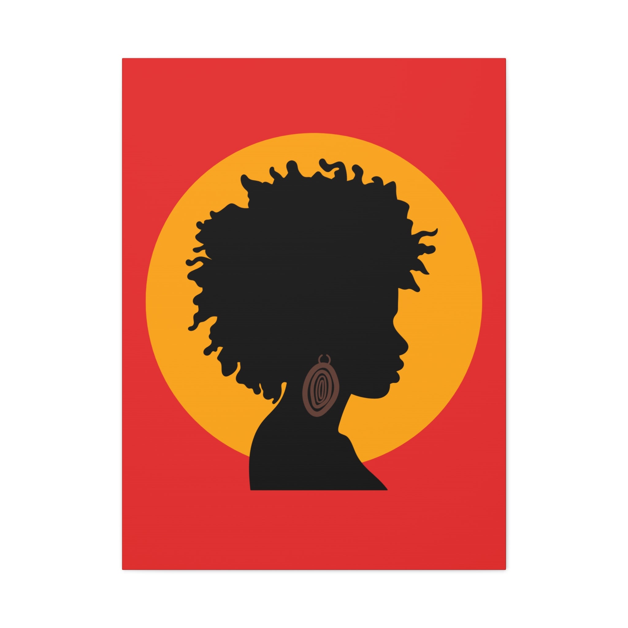 Black Woman Profile with Afro & Earring - Canvas Art