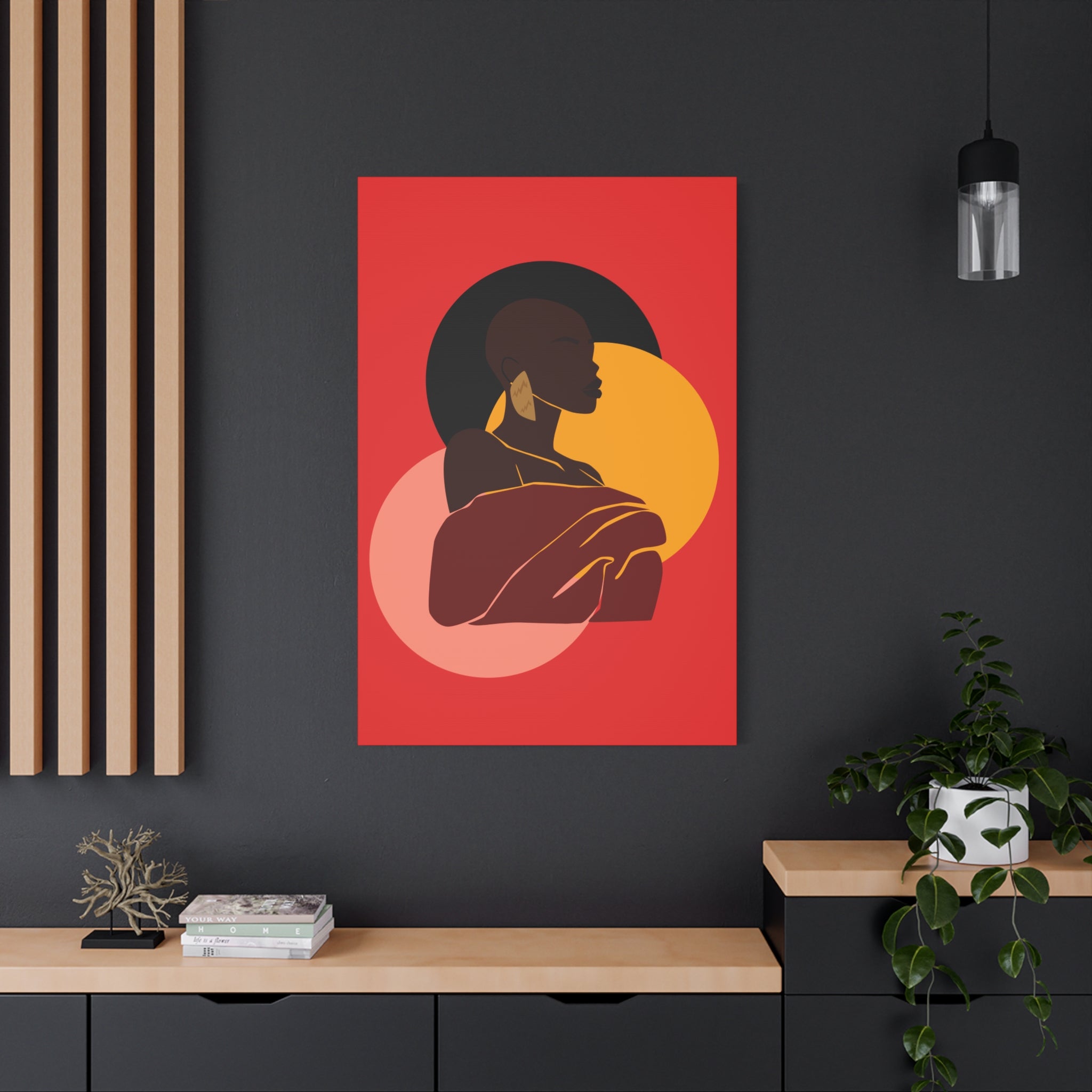Bold Woman with Circles  –Canvas Art