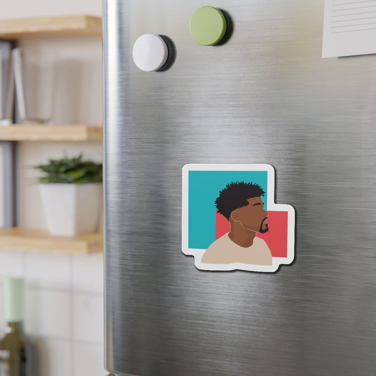 Minimal Afro Male Profile — Die-Cut Magnet