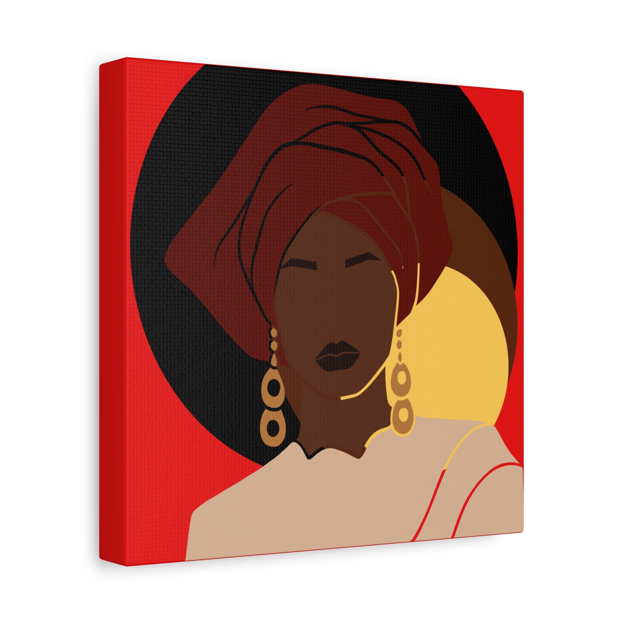 African Woman Black, Brown, and Yellow — Canvas Art