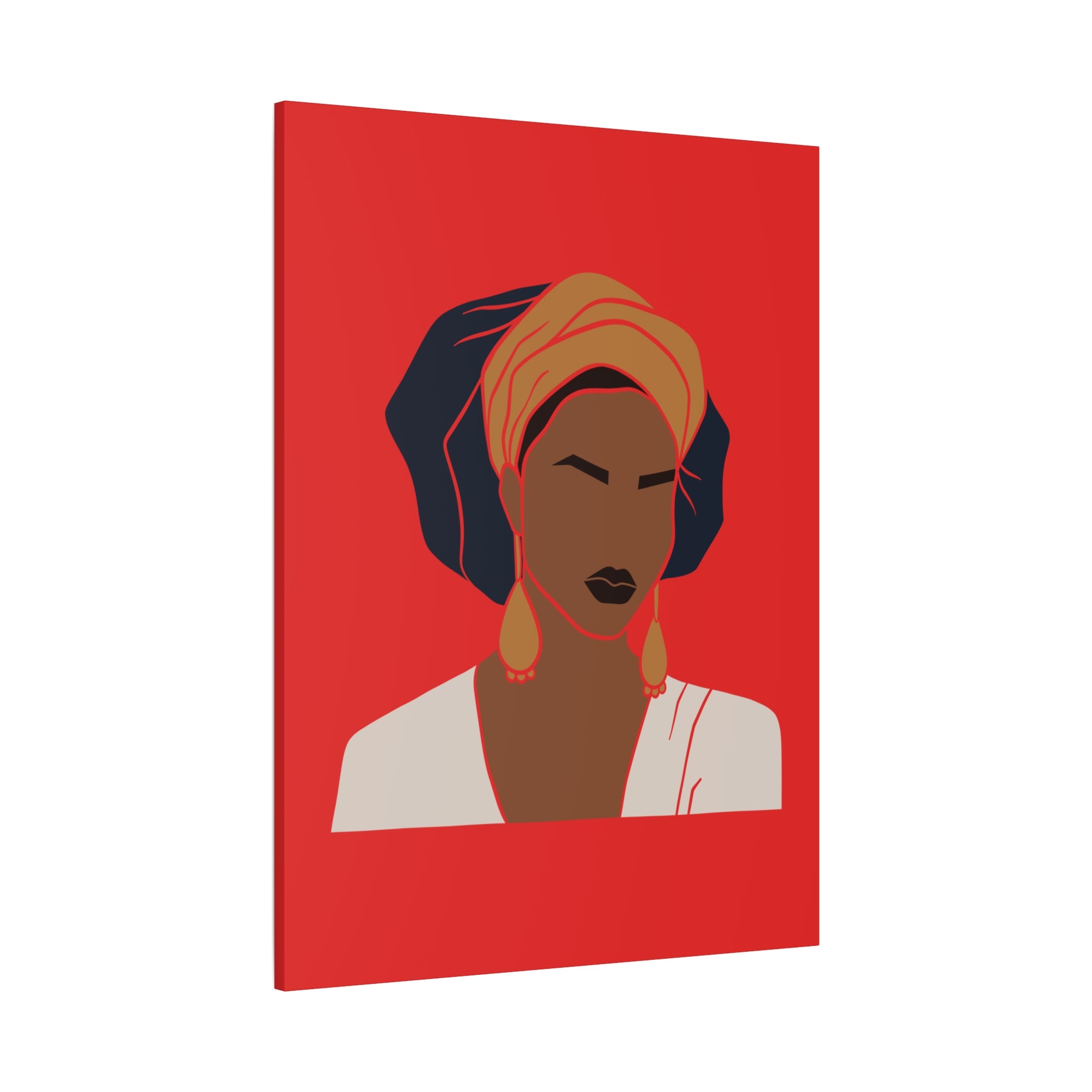 Bold Afrocentric Woman Portrait on Red - Canvas Art