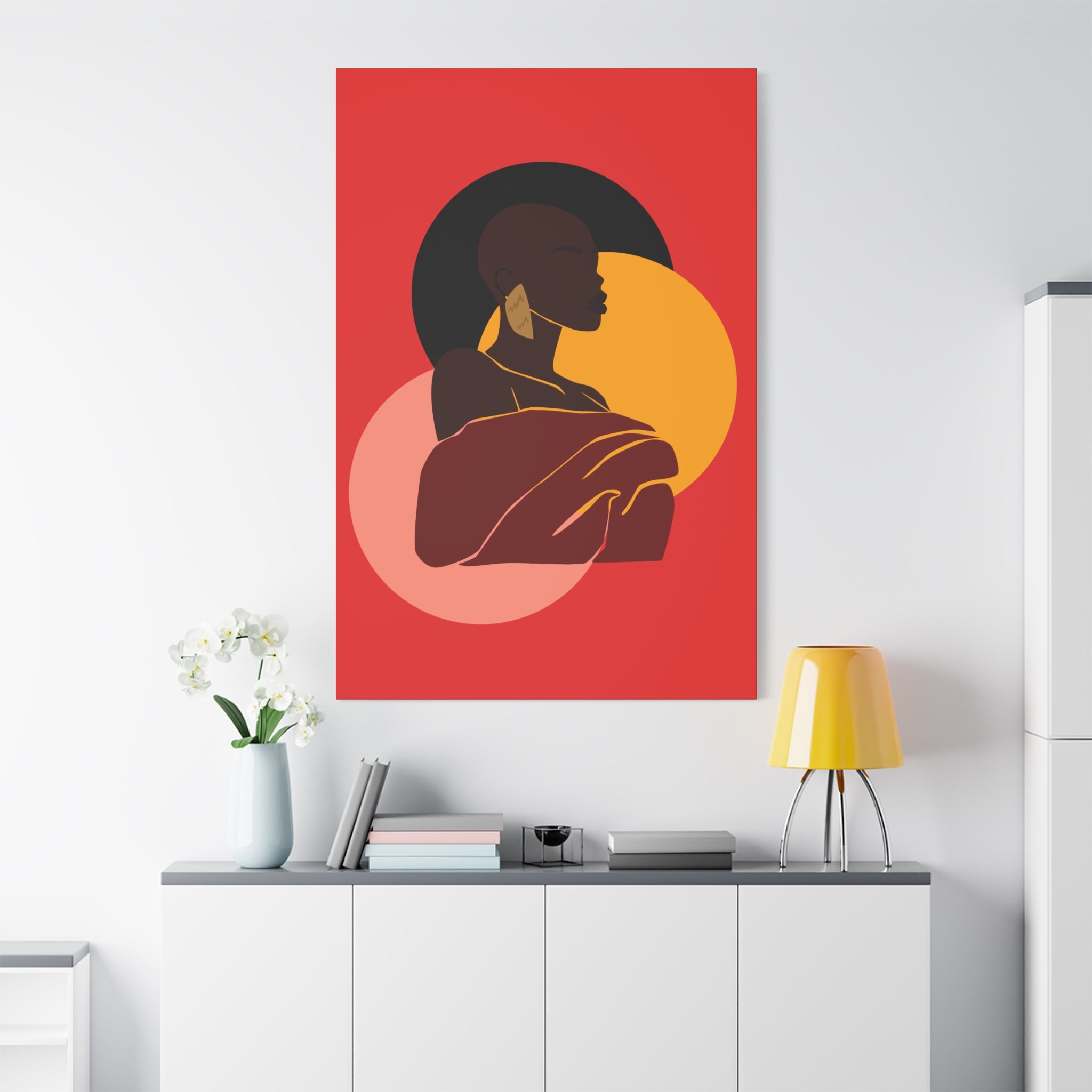 Bold Woman with Circles  –Canvas Art