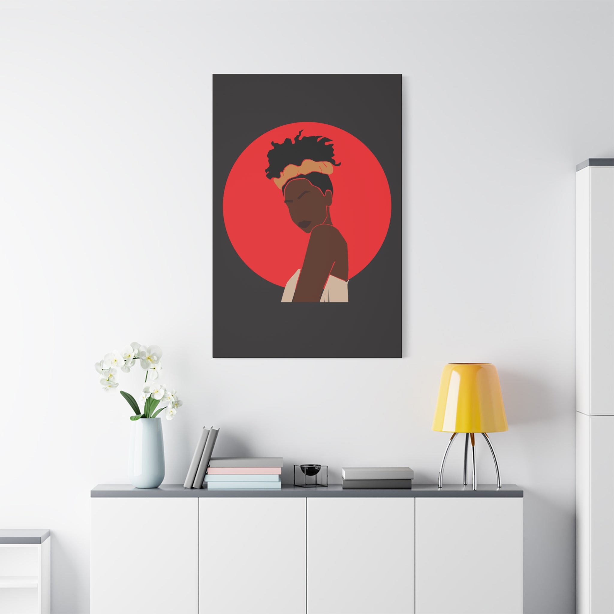 Woman Silhouette with Red Sun — Canvas Art