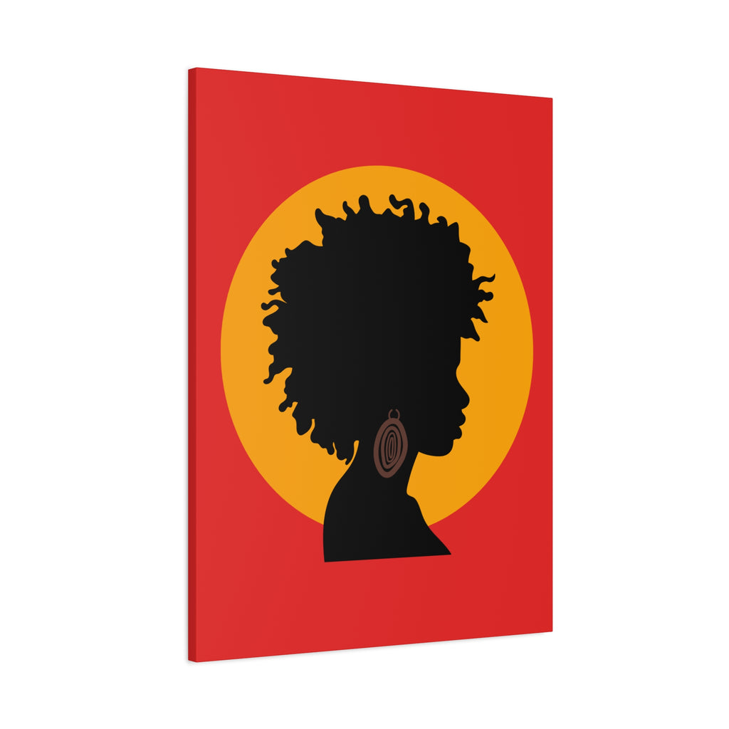 Black Woman Profile with Afro & Earring - Canvas Art