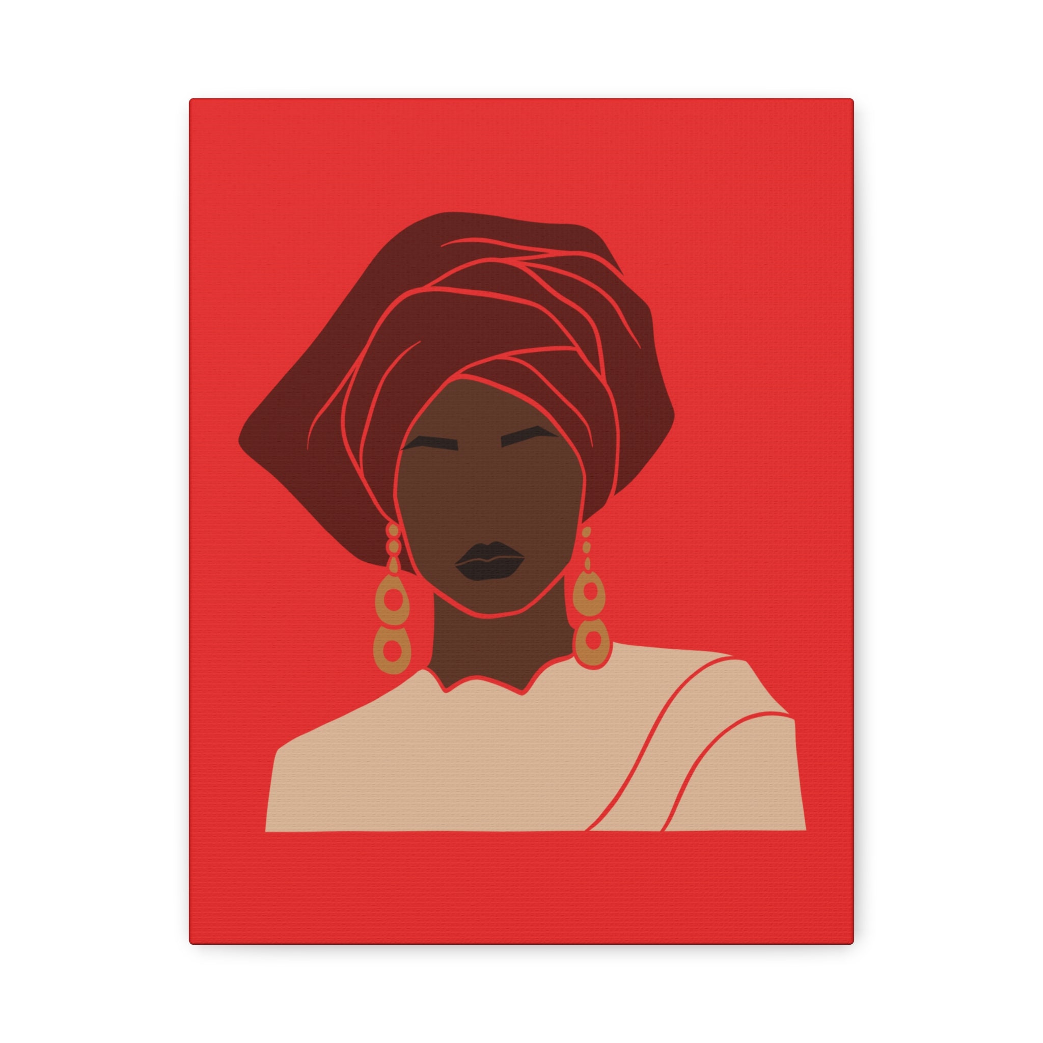 Bold Afrocentric Woman Headwrap —Canvasl Art