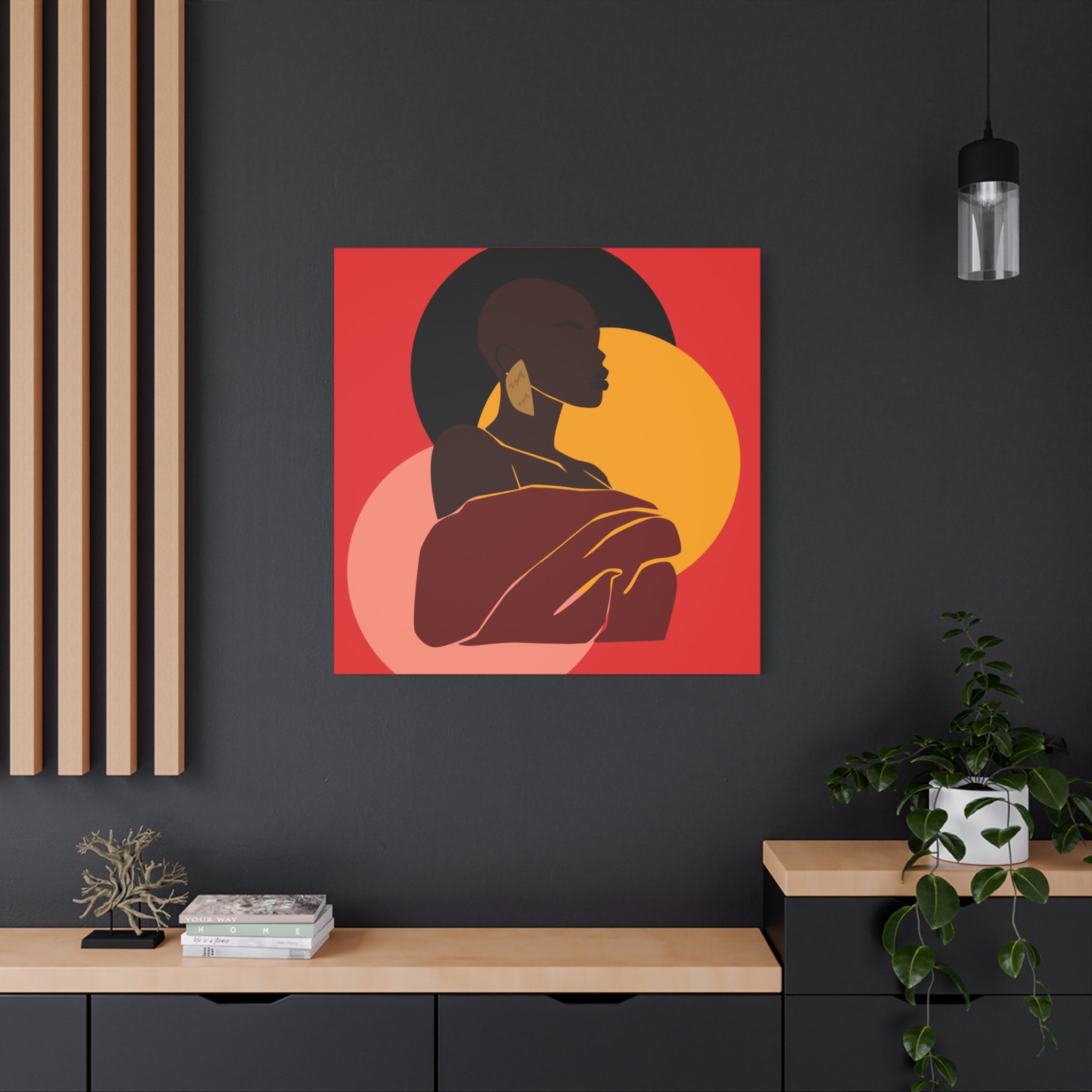 Bold Woman with Circles  –Canvas Art