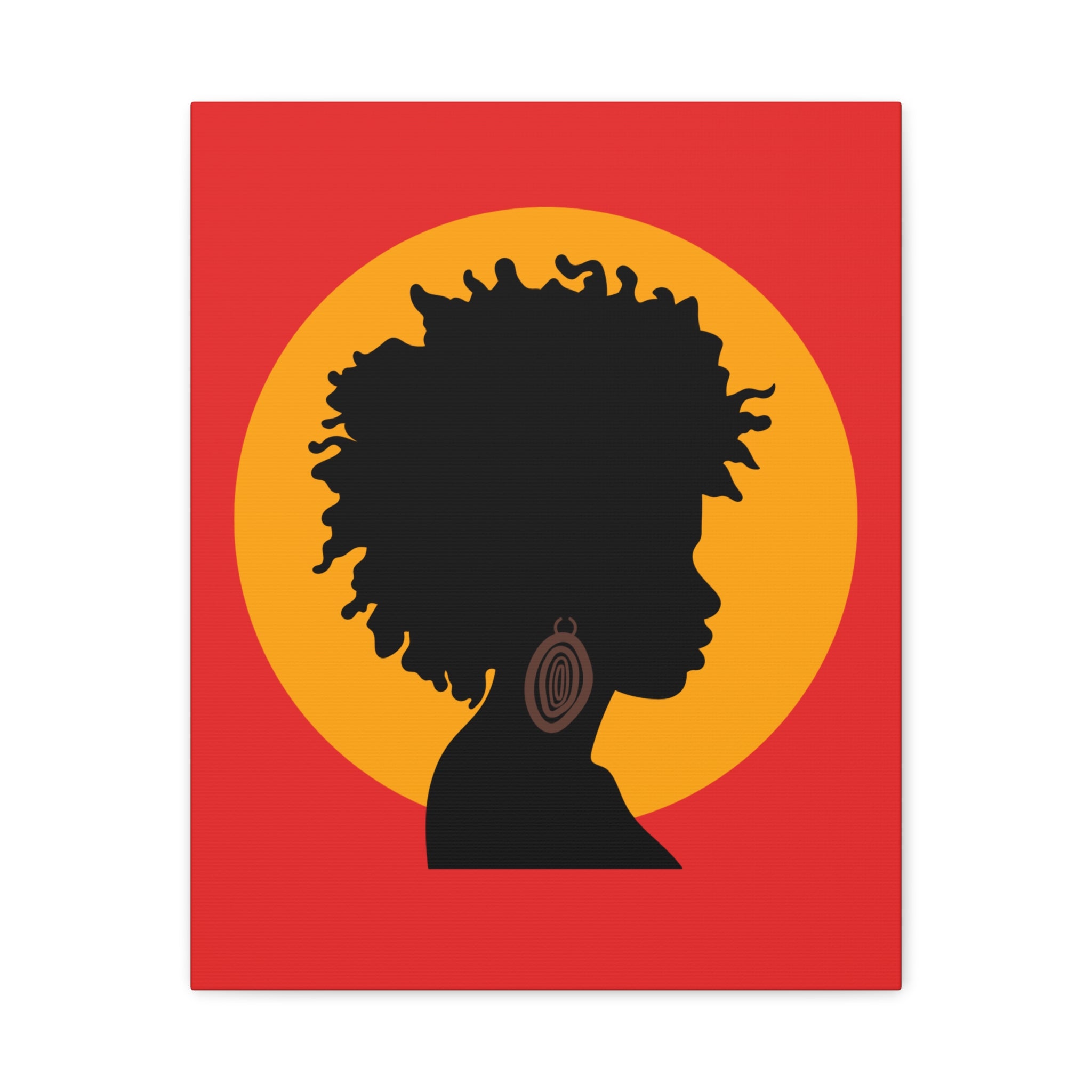 Black Woman Profile with Afro & Earring - Canvas Art