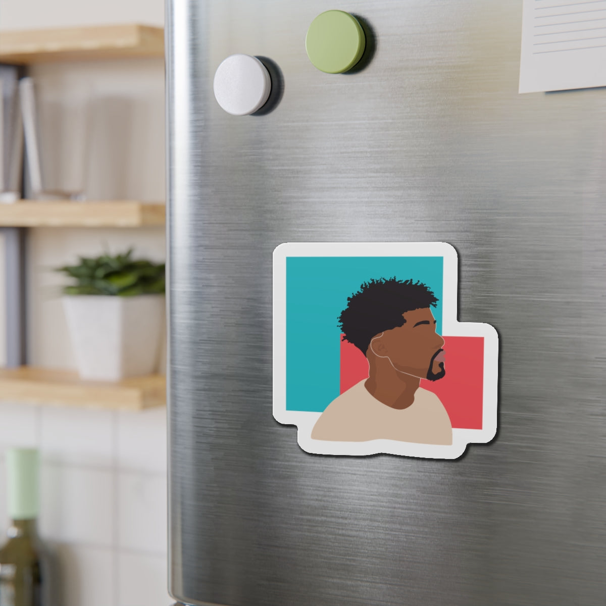 Minimal Afro Male Profile — Die-Cut Magnet