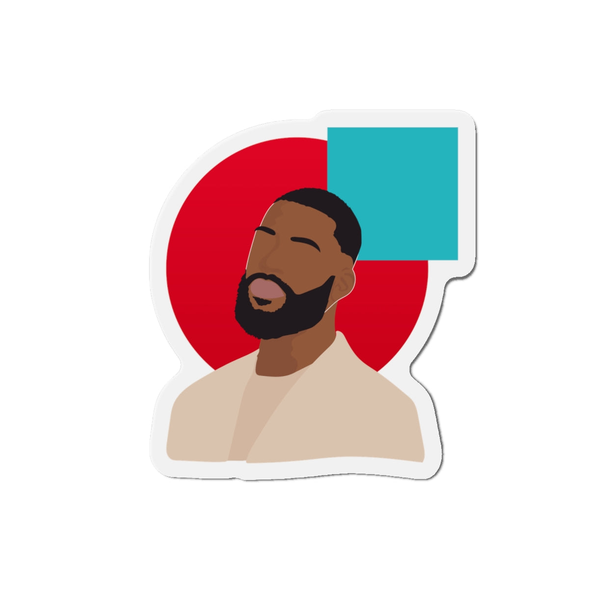 Minimal Portrait Magnet with Bold Red Circle & Teal Accent — Magnets