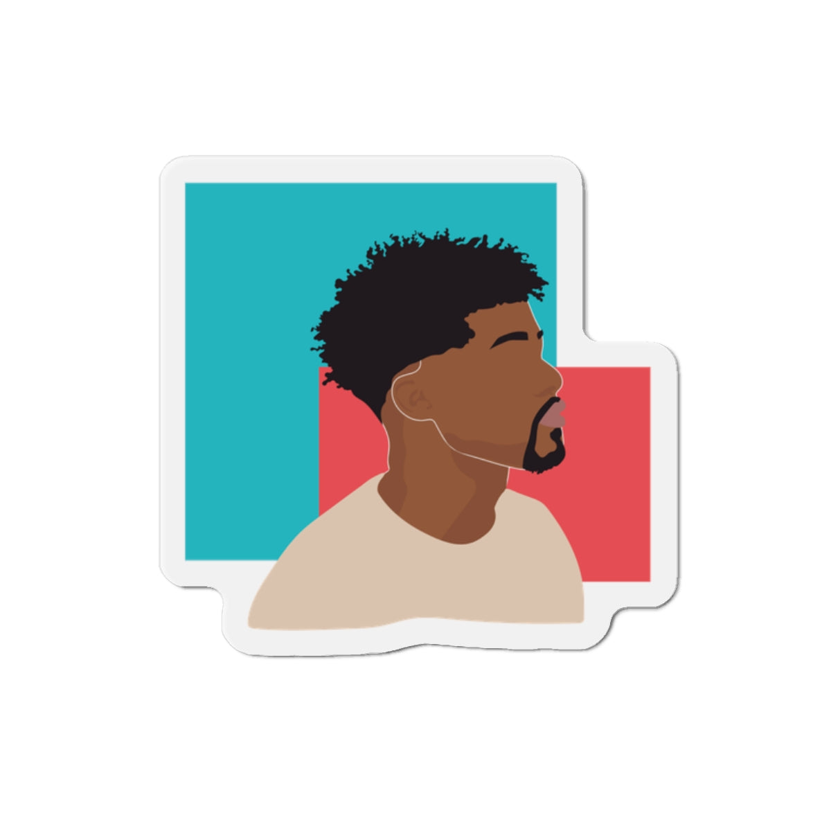 Minimal Afro Male Profile — Die-Cut Magnet