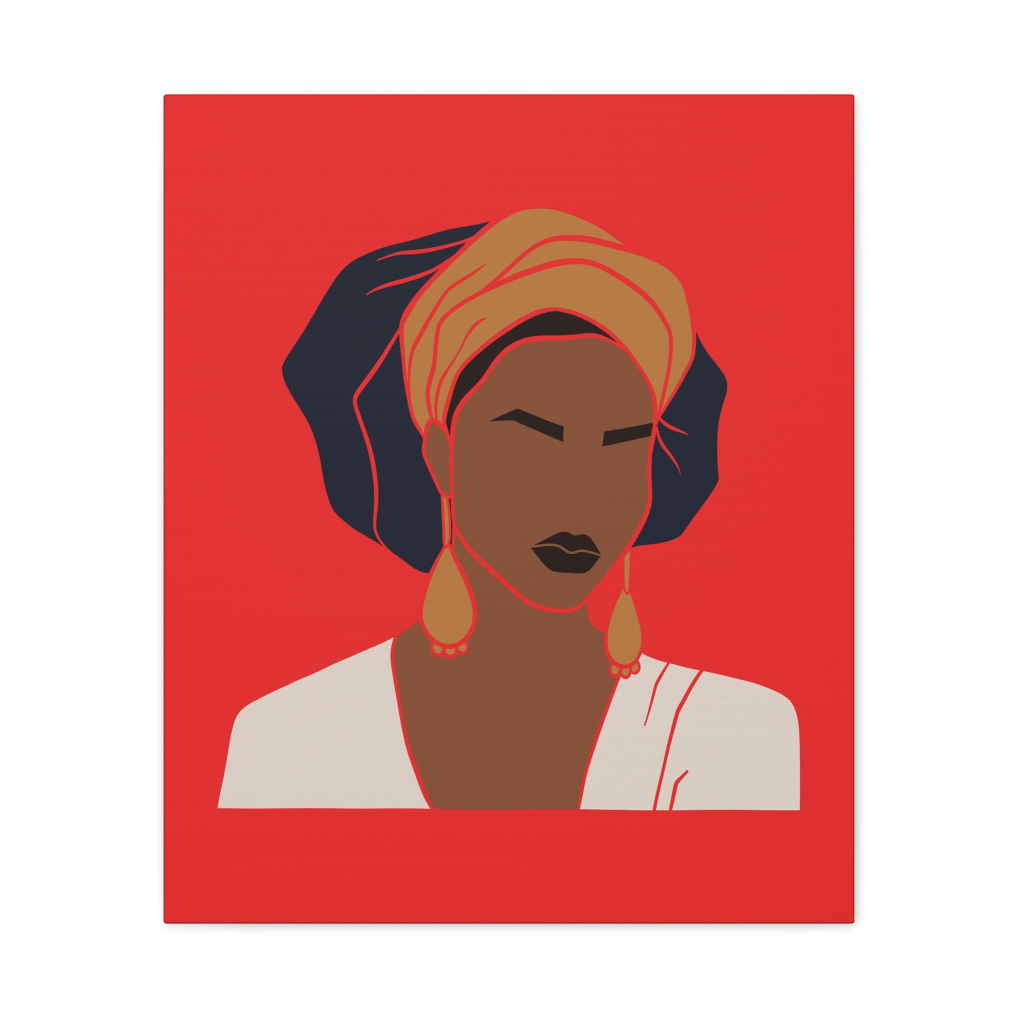 Bold Afrocentric Woman Portrait on Red - Canvas Art