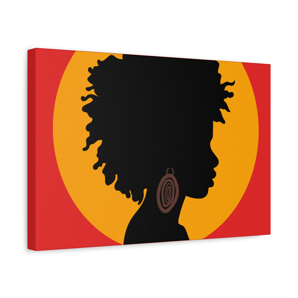 Black Woman Profile with Afro & Earring - Canvas Art
