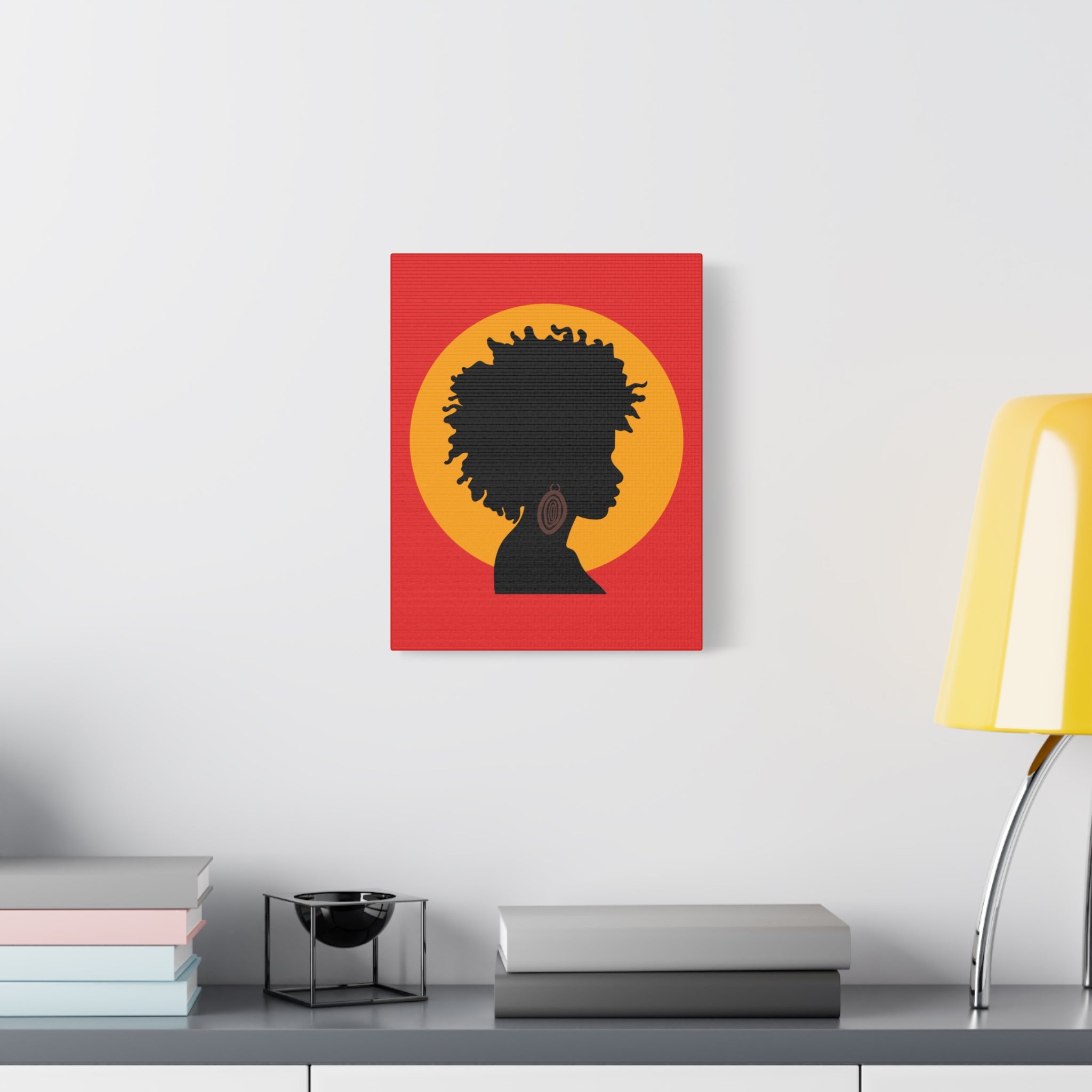 Black Woman Profile with Afro & Earring - Canvas Art