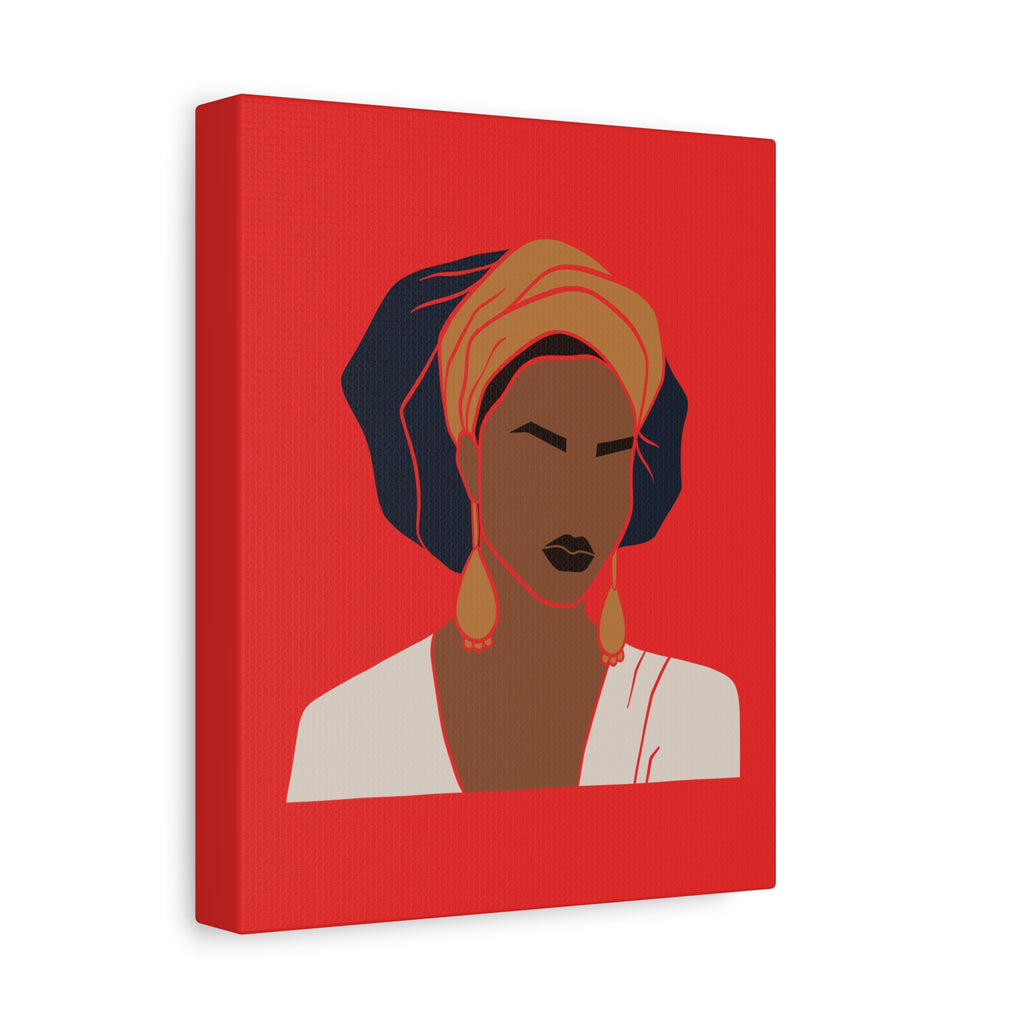 Bold Afrocentric Woman Portrait on Red - Canvas Art