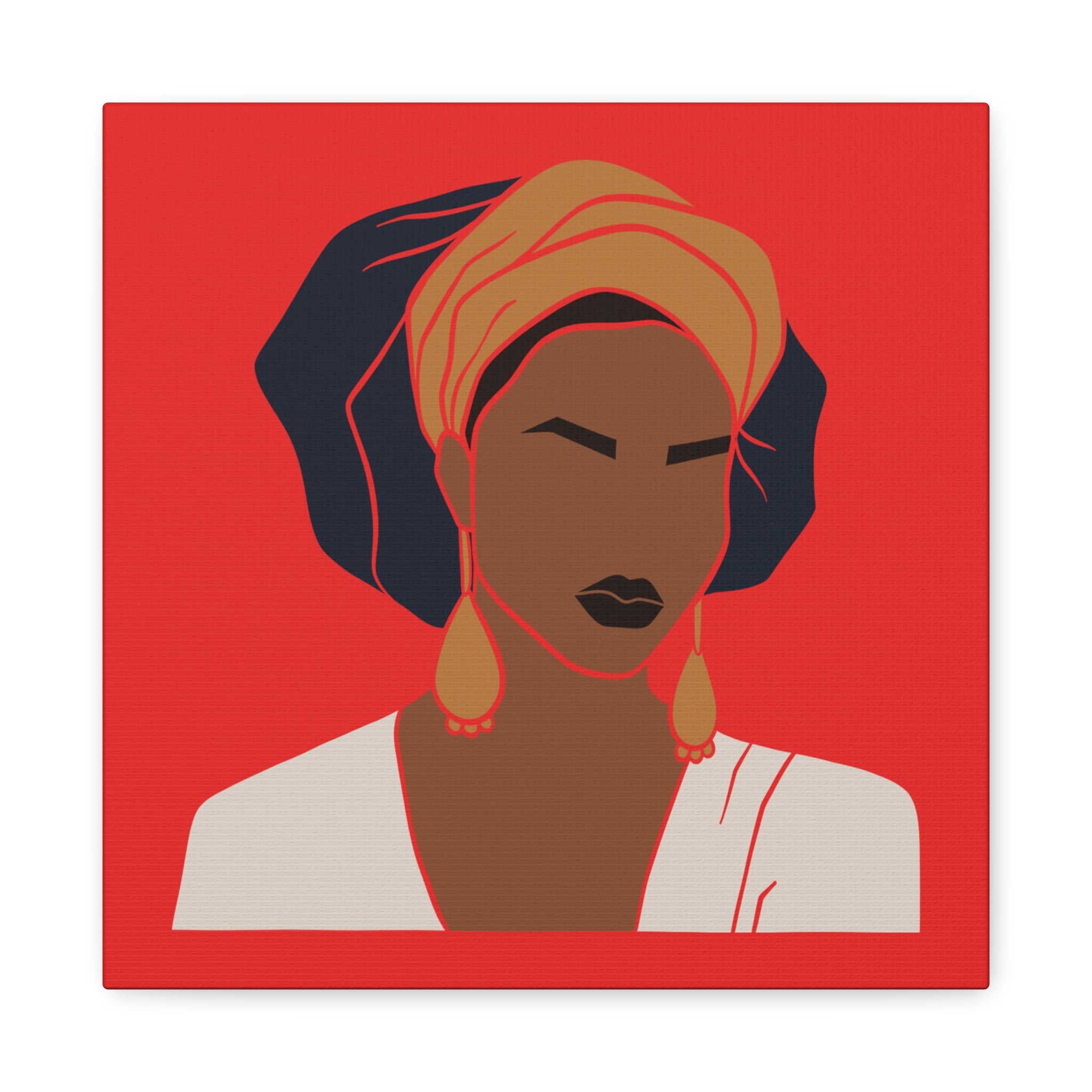 Bold Afrocentric Woman Portrait on Red - Canvas Art