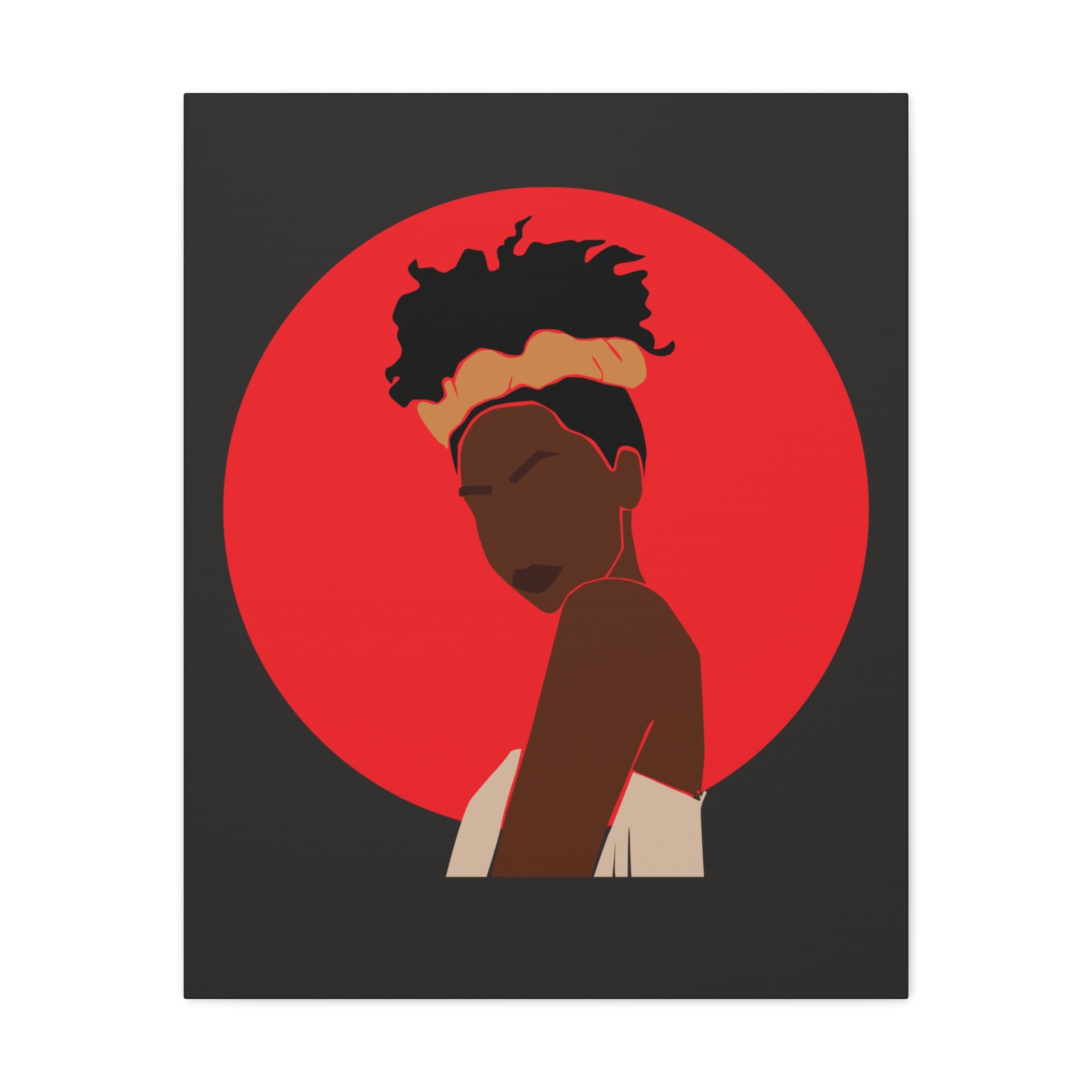 Woman Silhouette with Red Sun — Canvas Art