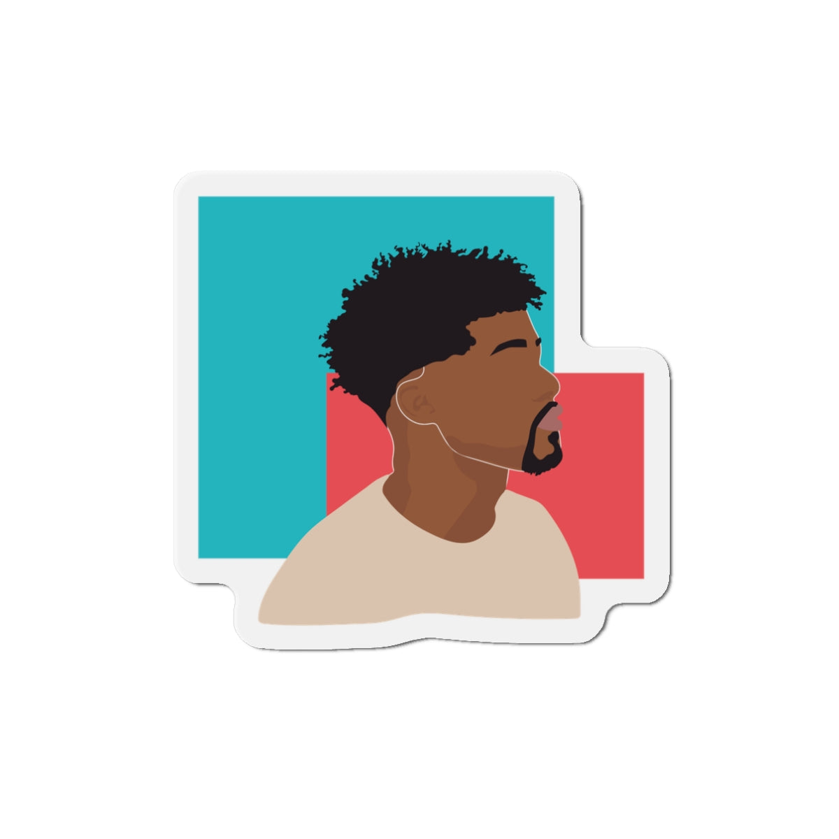 Minimal Afro Male Profile — Die-Cut Magnet
