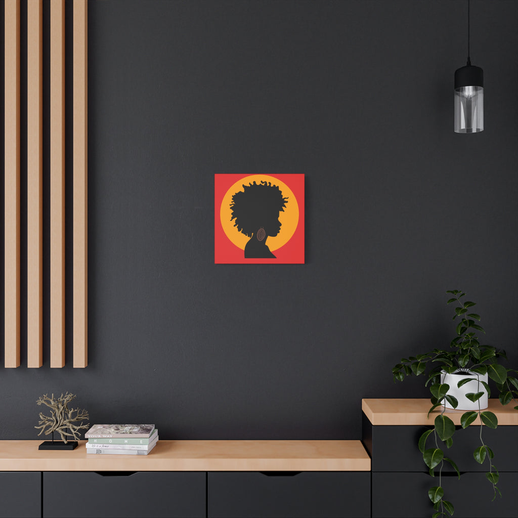 Black Woman Profile with Afro & Earring - Canvas Art