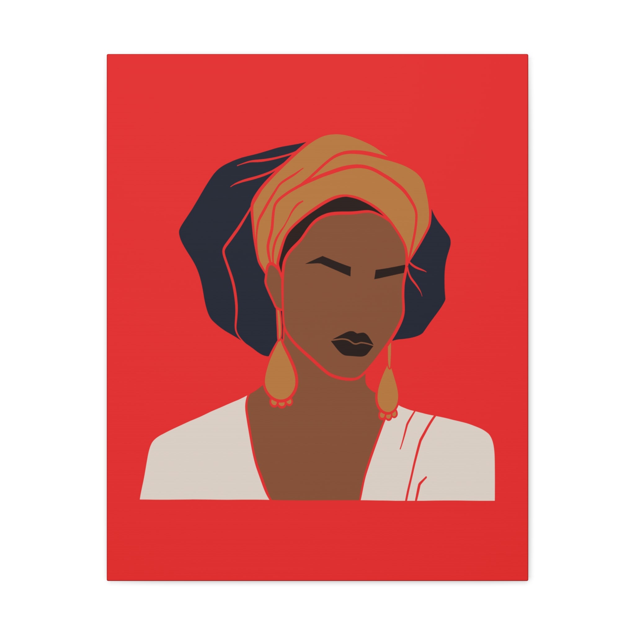 Bold Afrocentric Woman Portrait on Red - Canvas Art