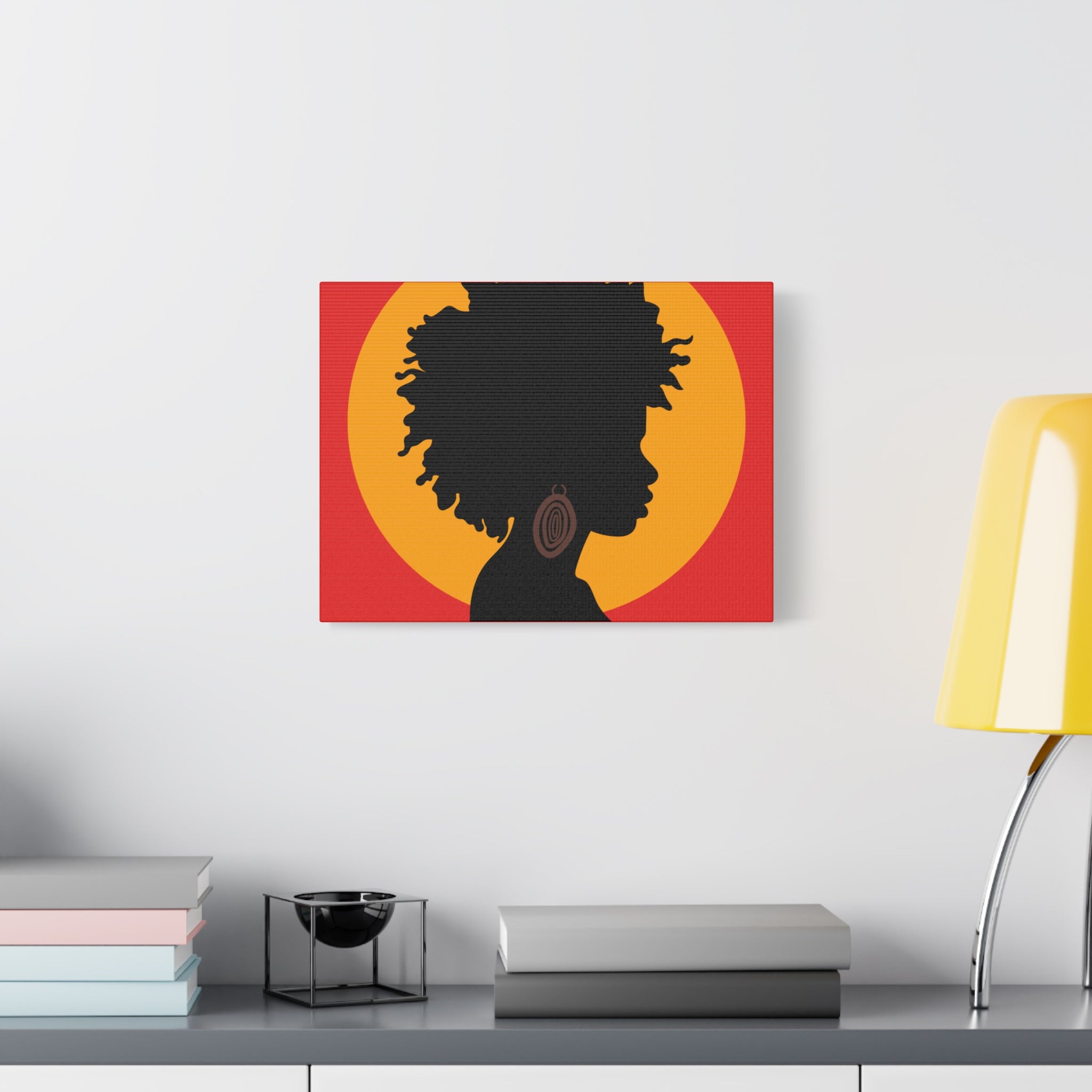 Black Woman Profile with Afro & Earring - Canvas Art