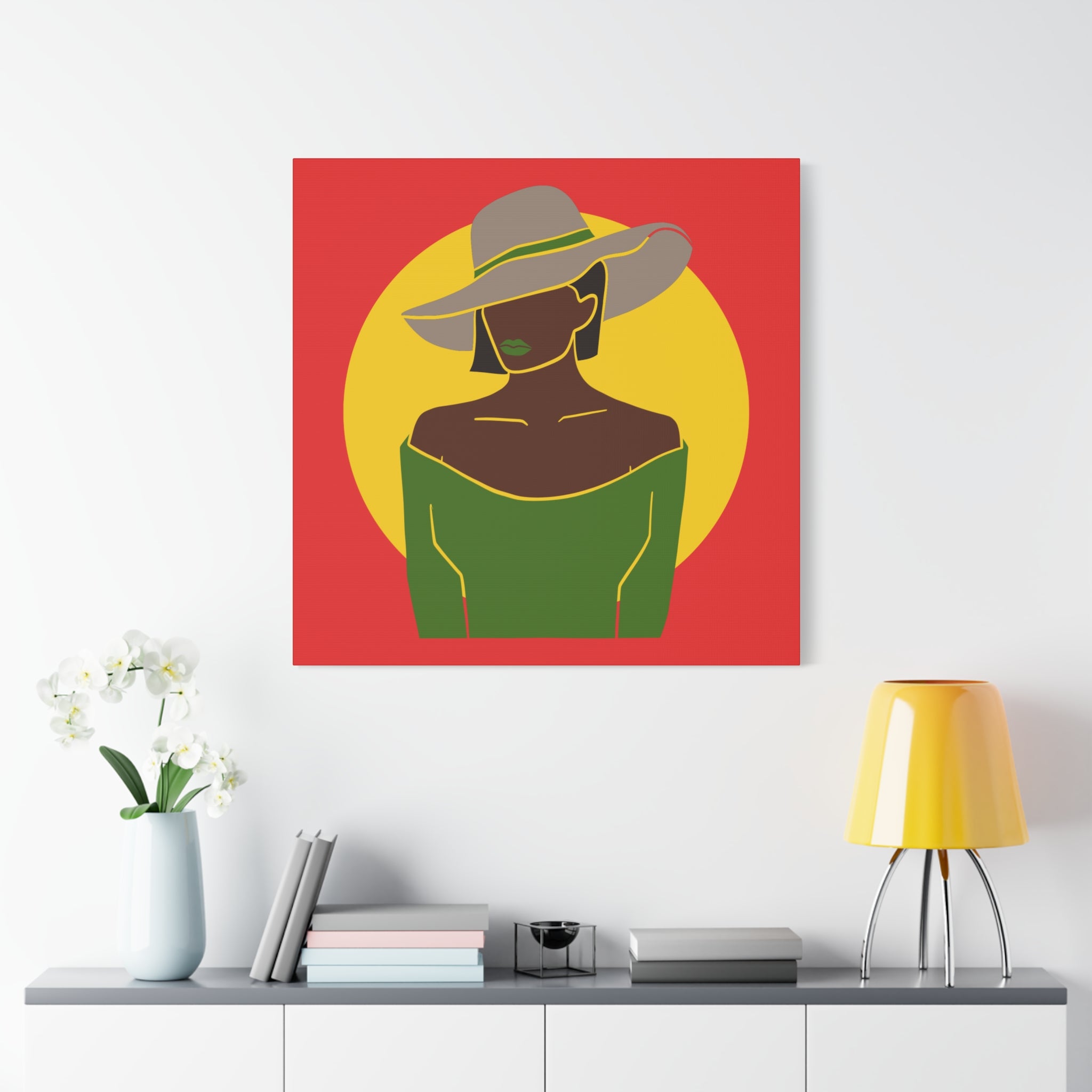Afro Woman with Hat – Canvas Art