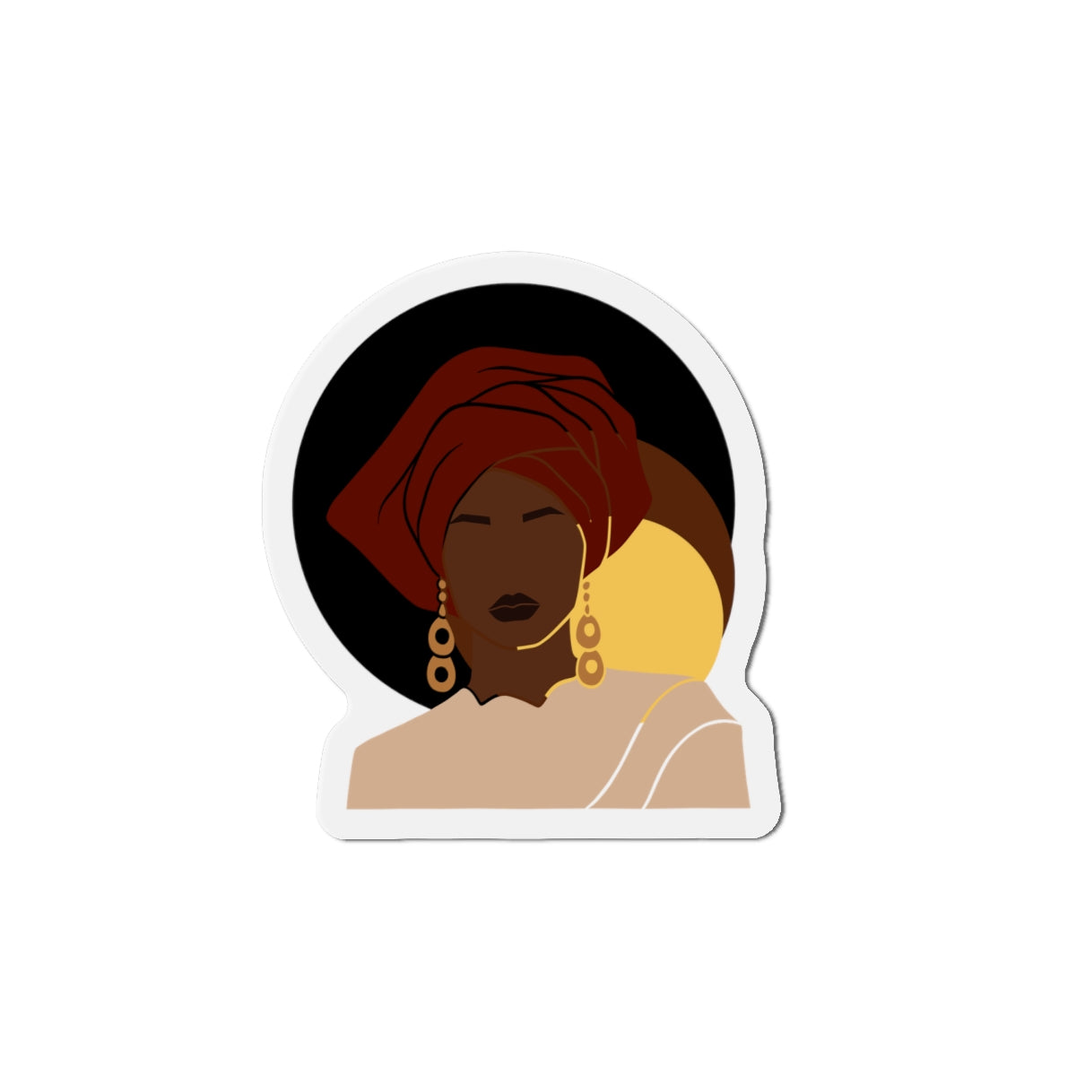 Bold Headwrap & Gold Hoop Woman — Magnet