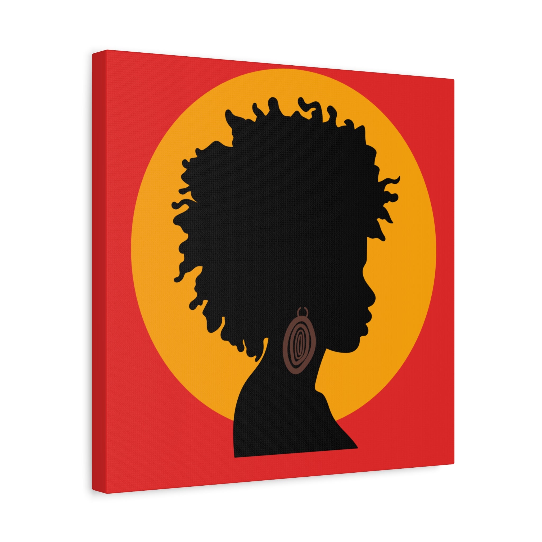 Black Woman Profile with Afro & Earring - Canvas Art