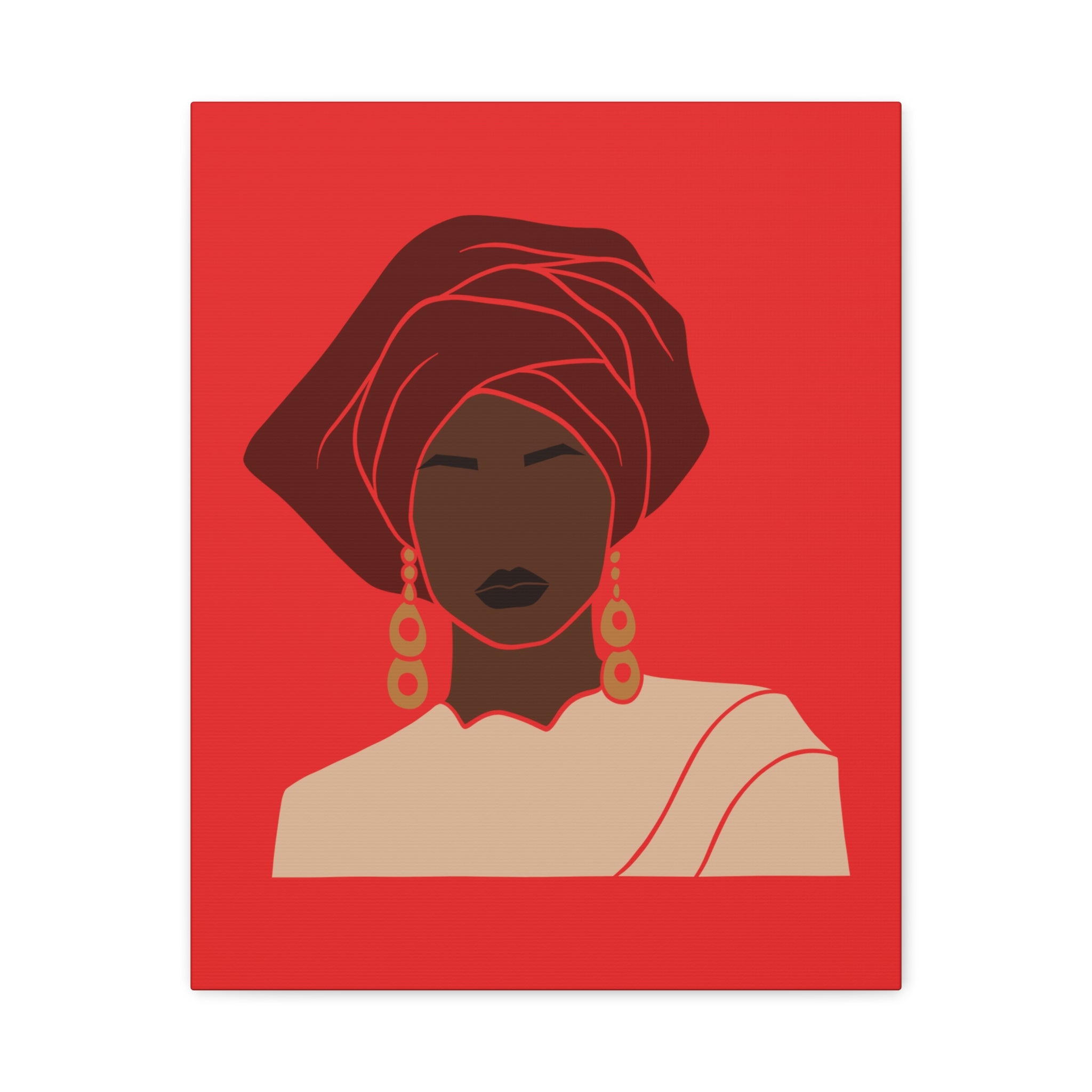 Bold Afrocentric Woman Headwrap —Canvasl Art