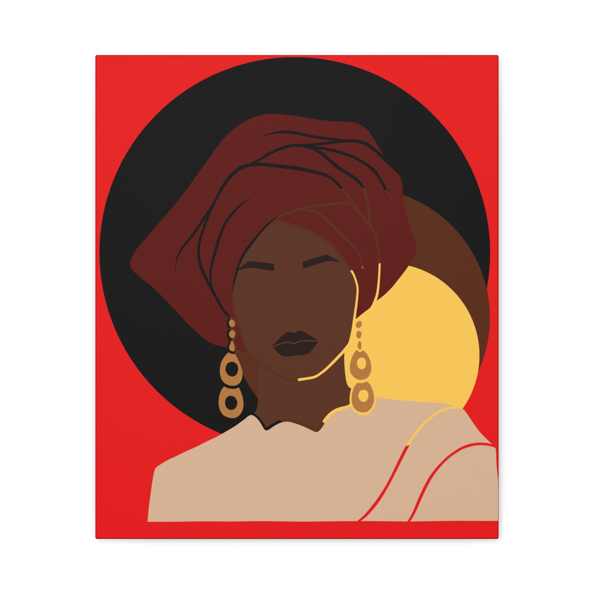 African Woman Black, Brown, and Yellow — Canvas Art